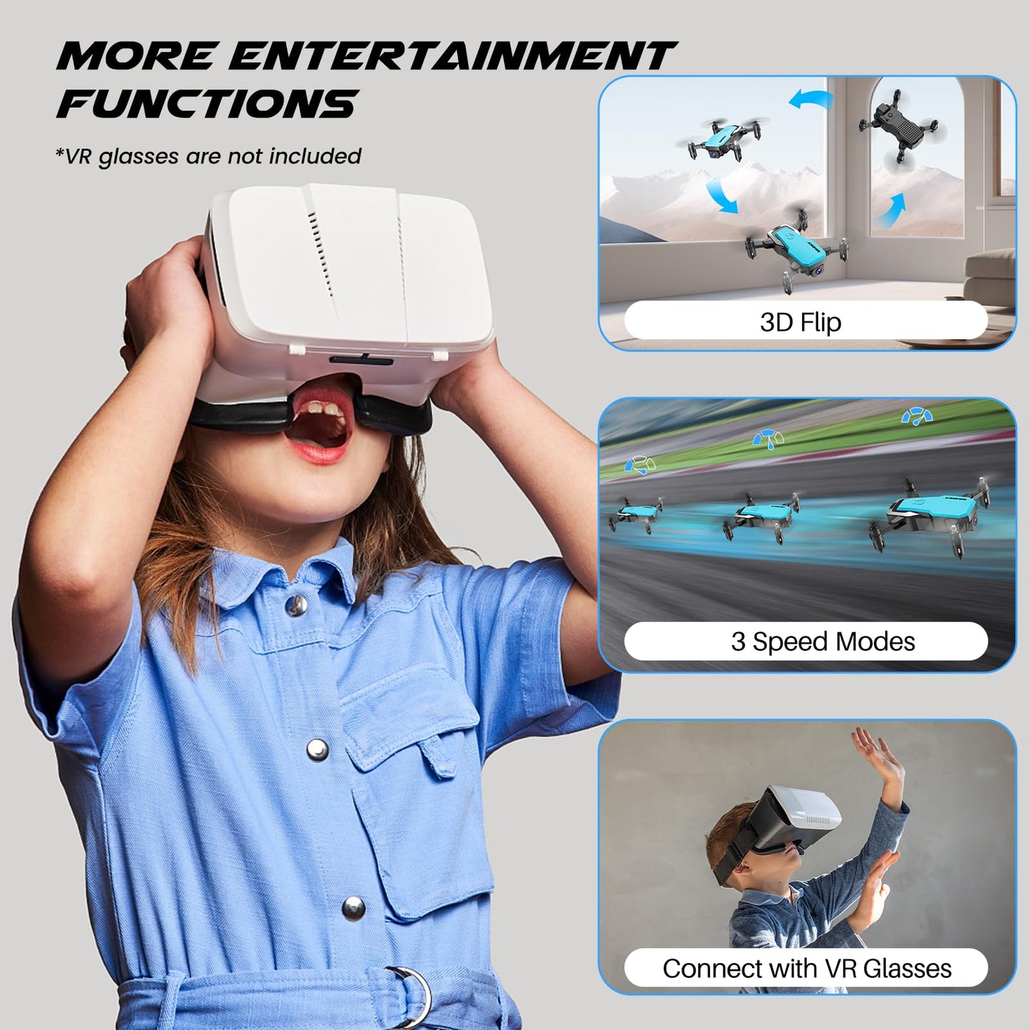 SIMREX Mini Drone with 720P Camera for Kids & Beginners - Foldable RC Quadcopter, Optical Flow Positioning, Altitude Hold, 3D Flip, 2 Batteries 20Min Flight, Safe & Easy Indoor Outdoor Flying Toy Gift (NEW BLUE)