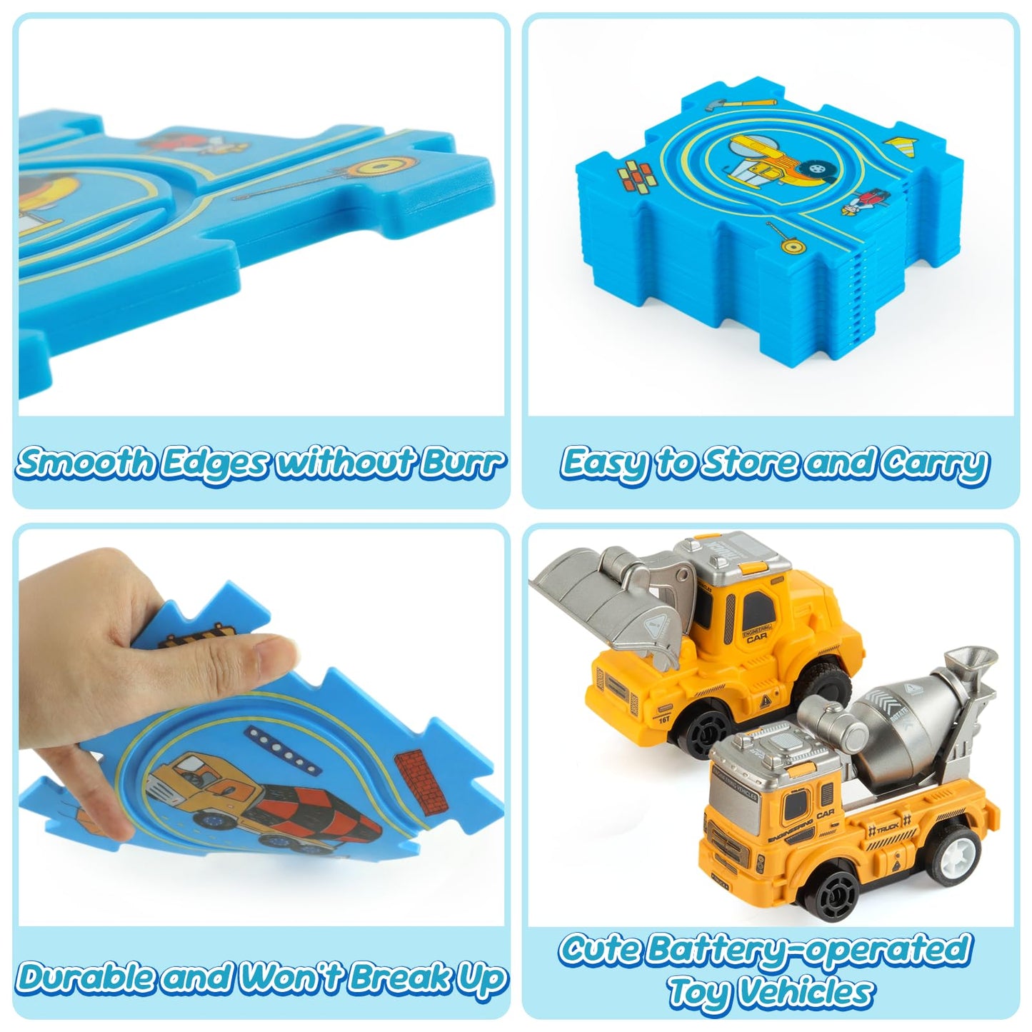 Plastic Puzzles for Kids Ages 3-5 with Toy Car Bulldozer + Cement Mixer, Toddler Puzzles Gift, Critical Thinking Educational Toys, Toys for 3 4 5 6 Year Old Boys Girls
