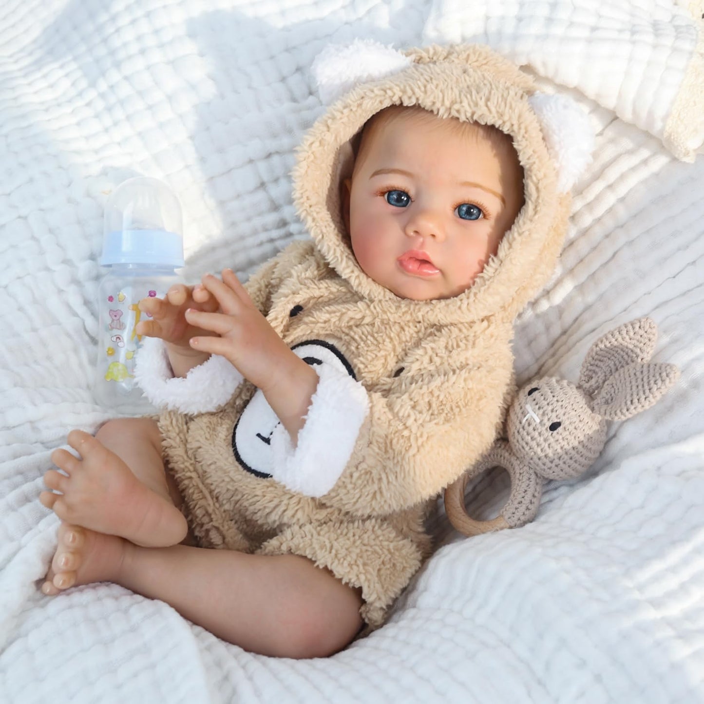 WOOROY Realistic Reborn Baby Dolls- 18 Inch Lifelike Newborn Boy Doll, Full Body Vinyl with Soft Real Life Feel, Cuddly Weighted for Playtime, Handmade with Accessories, Gift for Kids Age 3+