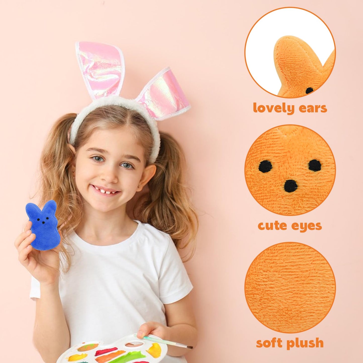 RLXGCZ 6 Pcs Easter Bunny Plush Toys,Easter Basket Stuffers Toys for Kids,Bunny Stuffed Animals, Easter Party Favors Gift Toys for Kids
