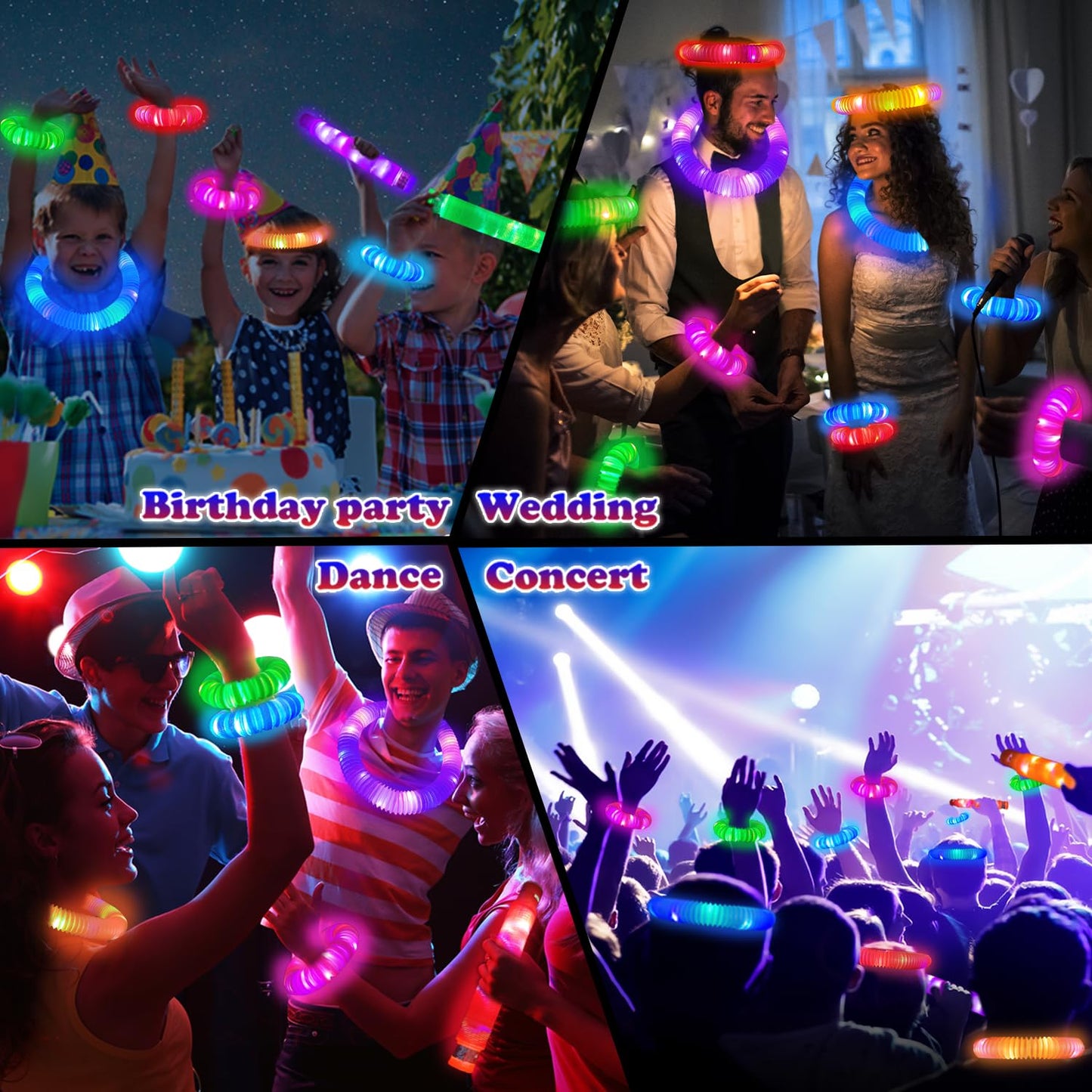 24 PCS Light Up Party Favor Supplies for Kids 4-8-12,Bulk Glow Stick Bracelet Necklace Accessories Decoration for Toddlers,Birthday Goodie Bag Stuffers Graduation End of School Year Gifts for Students