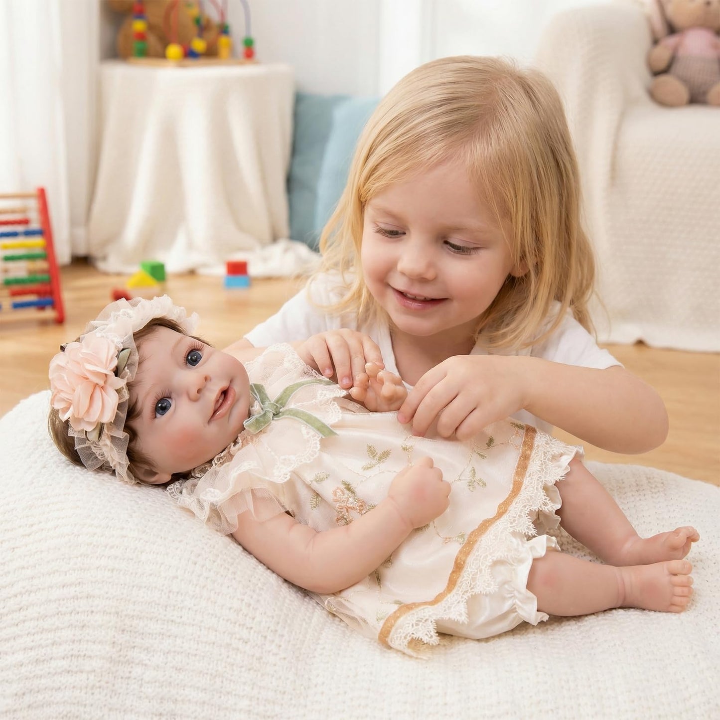 Vvioxiu Lifelike Reborn Baby Dolls, 20 inch Realistic Cute Soft Vinyl Realistic Newborn Baby Doll Poseable Real Life Baby Dolls with Accessories for 3+ Years Old Gifts