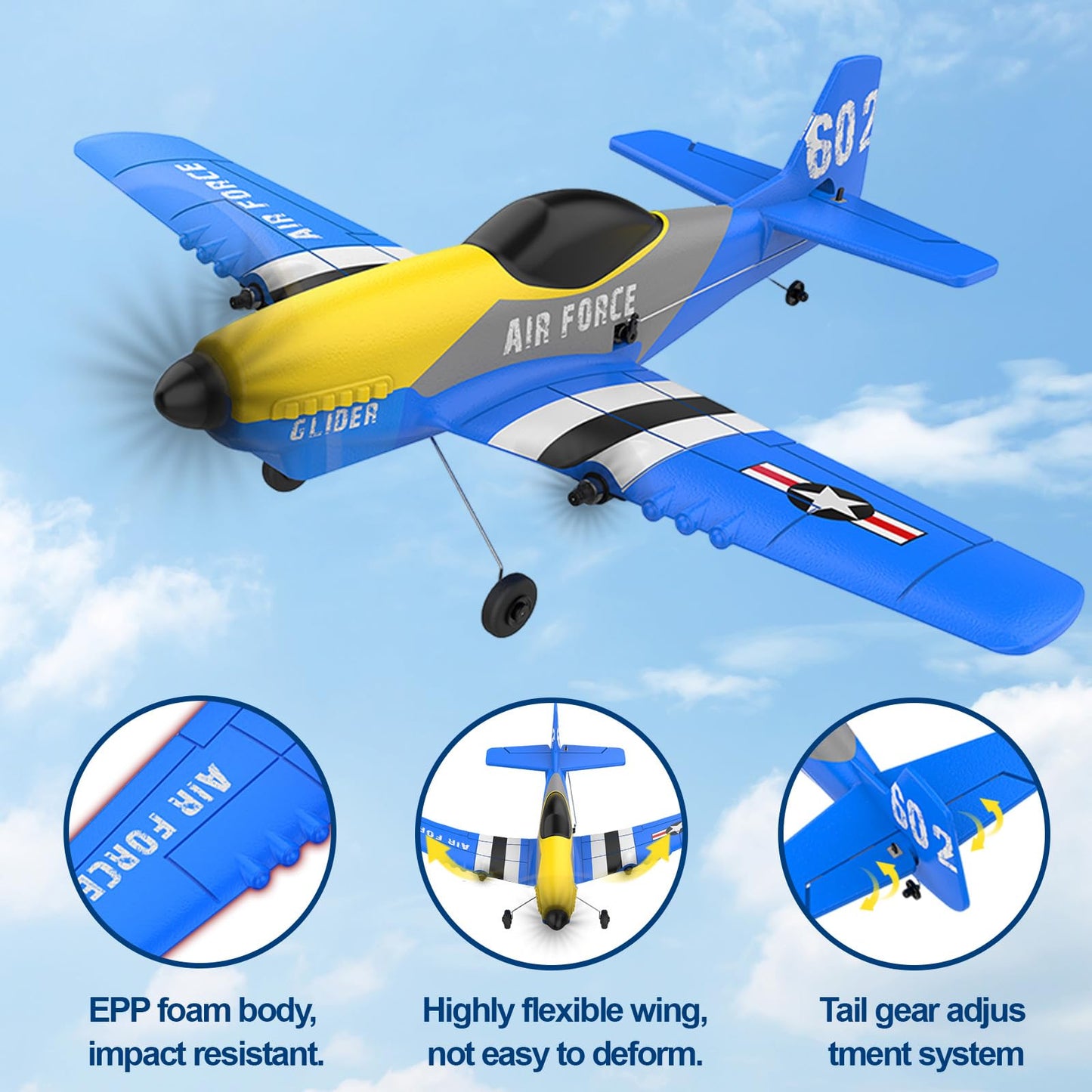 Toileum RC Plane Drone, 3 Channel RC Remote Control Airplane,2.4GHz with 2 Batteries 6-axis Gyro Stabilizer,Foam Airplanes Toy Planes for Kids Boys Adults,Easy Flying for Beginner.