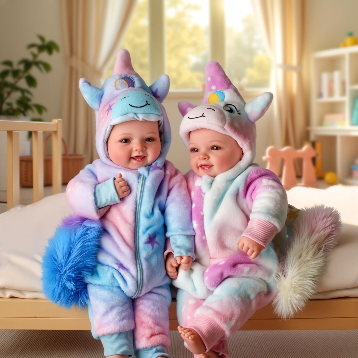 BABESIDE Baby Dolls Twins - 17'' Cute Soft Body Realistic Newborn Twin Dolls Real Life Baby Girl and Boy with Accessories Kids Age 3+ Year Old Gifts, Pretend Play, Collection