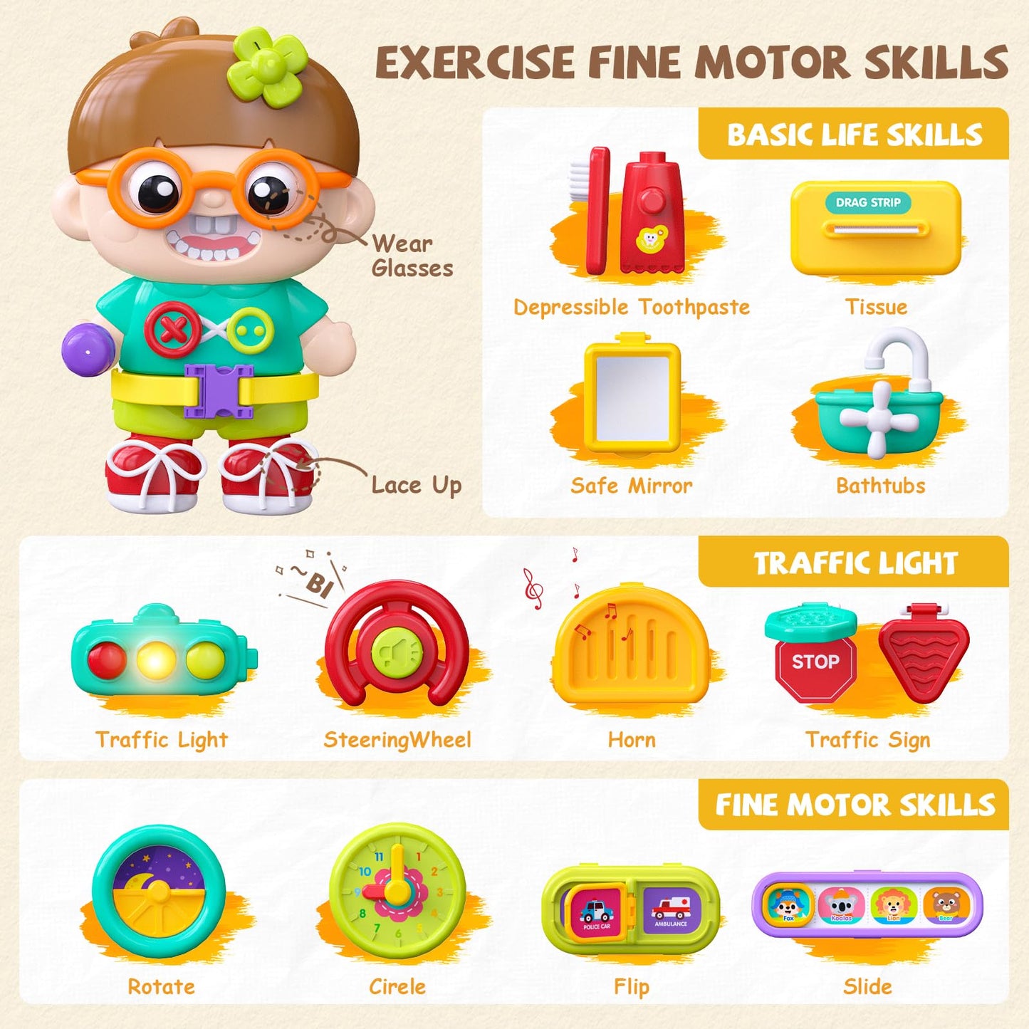 Montessori Busy Board Toys for 1 Year Old Boy, 1 Year Old Boy Birthday Gift, 54-in-1 English & Spanish Baby Busy Board Montessori Toys, Ideals 1st Birthday Gifts Boy, 1 Year Old Boy Toys Gifts