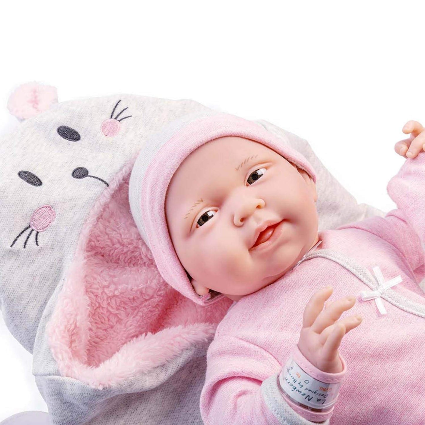 JC Toys - La Newborn Nursery | 8 Piece Bunting Soft Body Baby Doll Gift Set | 15.5" Life-Like Soft and Posable Newborn Doll with Accessories | Pink Bunny| Ages 2+ (18789)