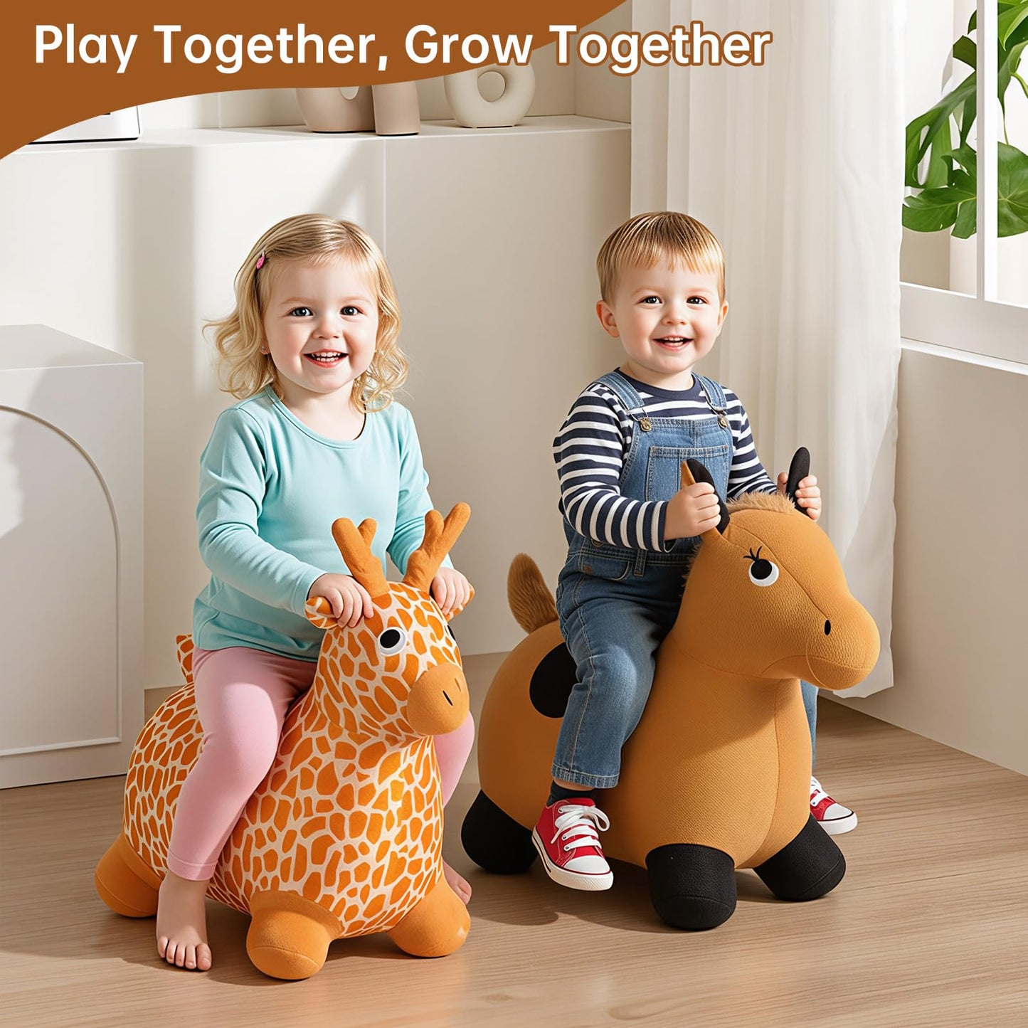 Willingfun Bouncy Horse for Kids, Plush Bouncy Pals, Ride on Toys for Toddlers, Bouncing Toy Hopper Toy, Toys and Gifts for Boys and Girls Aged 2, 3, 4, 5