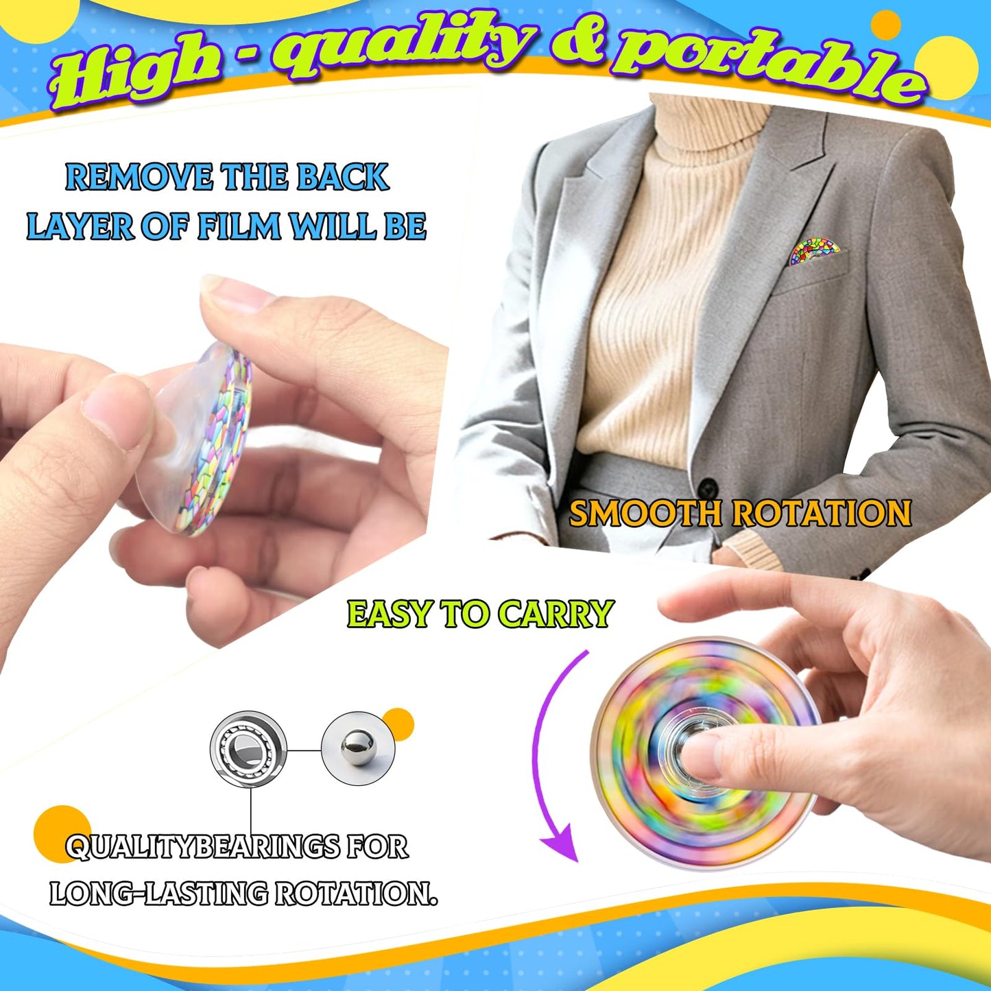 45 Pack Mini Fidget Spinner Fidget Toys Bulk,Party Favors Supplies Goodie Bag Stuffers Gifts for Kids Boys Girls Adults Anxiety ADHD Stress Relief,Carnival Treasure Box Sensory Toys Classroom Prizes