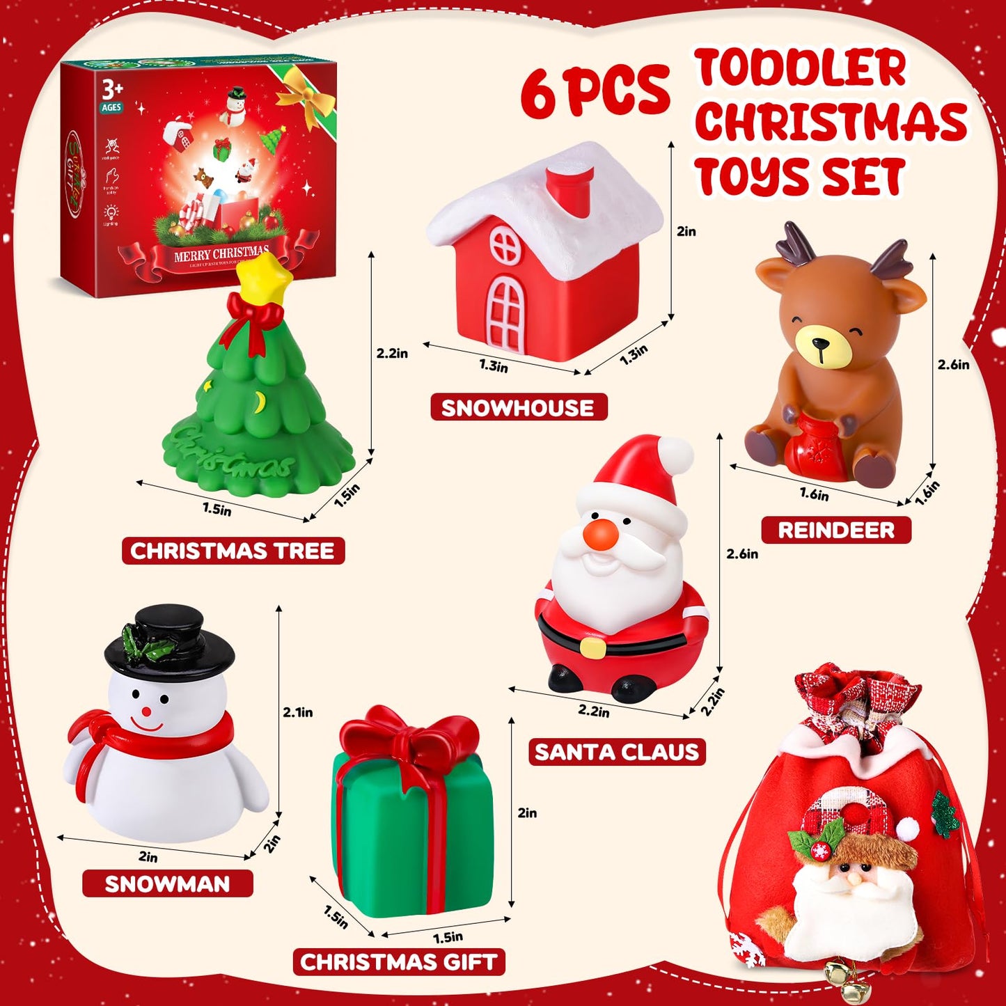 ANGGIKO 6 Pcs Christmas Light Up Bath Toys, Christmas Theme Flashing Light Bathtub Toys, LED Floating Bath Toy for Toddlers, Baby Shower Toys for Infants Kids, Christmas Birthday Gifts