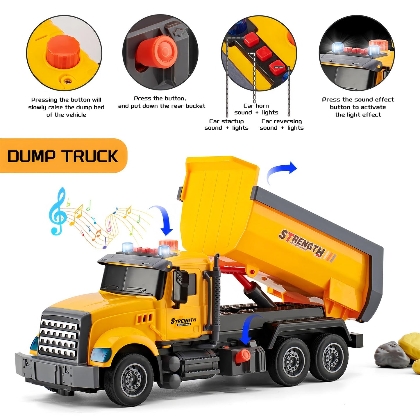 LerBao 2 Pack Large Construction Engineering Truck Toys,Moveable Claw Excavator & Lifting Back Dump Truck Toy for 3 4 5 6 7 8 Years Old Boys Kids Childs Toddlers Birthday