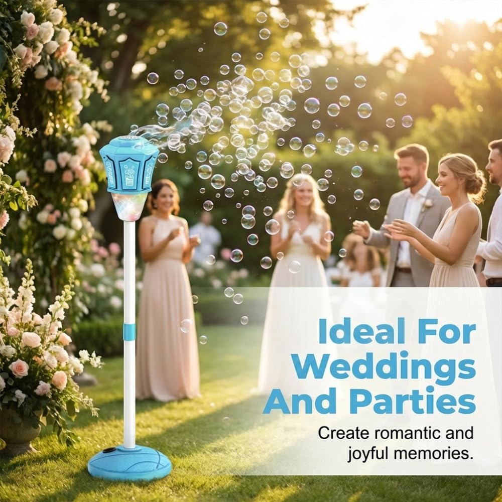 Remote Control Streetlight Bubble Machine, 2026 New Street Lamp Bubble Machine, Rechargeable, Adjustable Height, for Outdoor Garden, Patio, Wedding, Party and Event Decor (B-Blue)