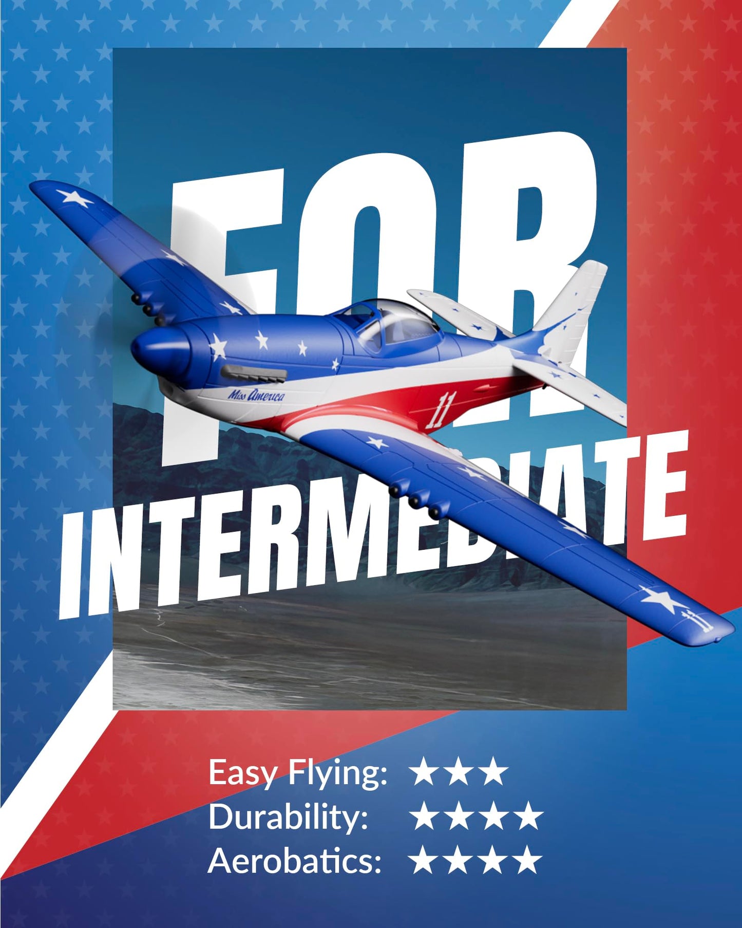 volantexrc RC Plane, 4 Channel Remote Control Airplane P51d Mustang with Gyros, Aileron, Aerobatics, 3 Modes to Fly for Adults & Beginners (Multi Color)