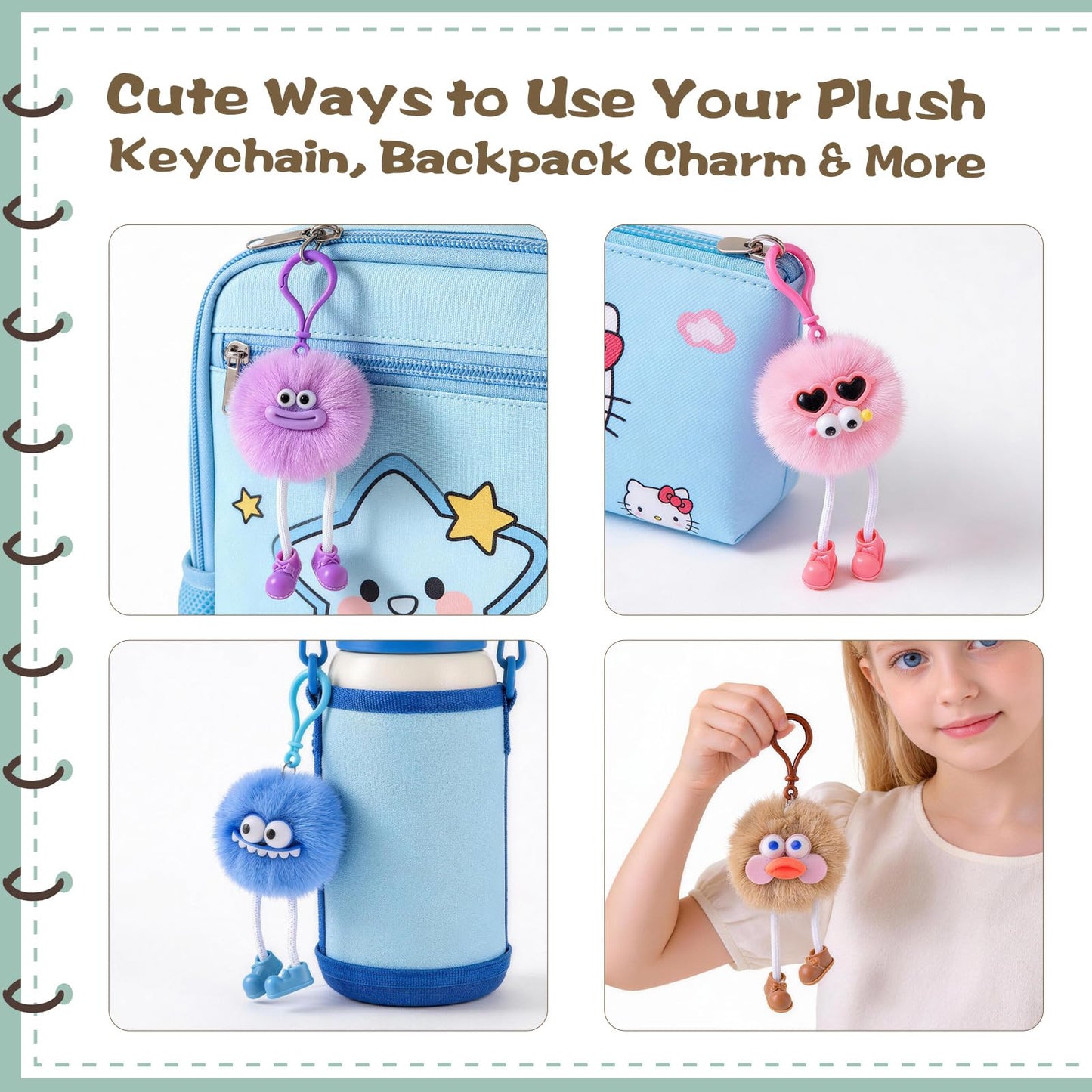 MEADIN Valentines Day Gifts for Kids - 24 Pack Pre-filled Plush Toys Keychains with Valentine's Gift Cards for School classroom Class - Valentine Party Favors for Kids Boy Girls Toddlers