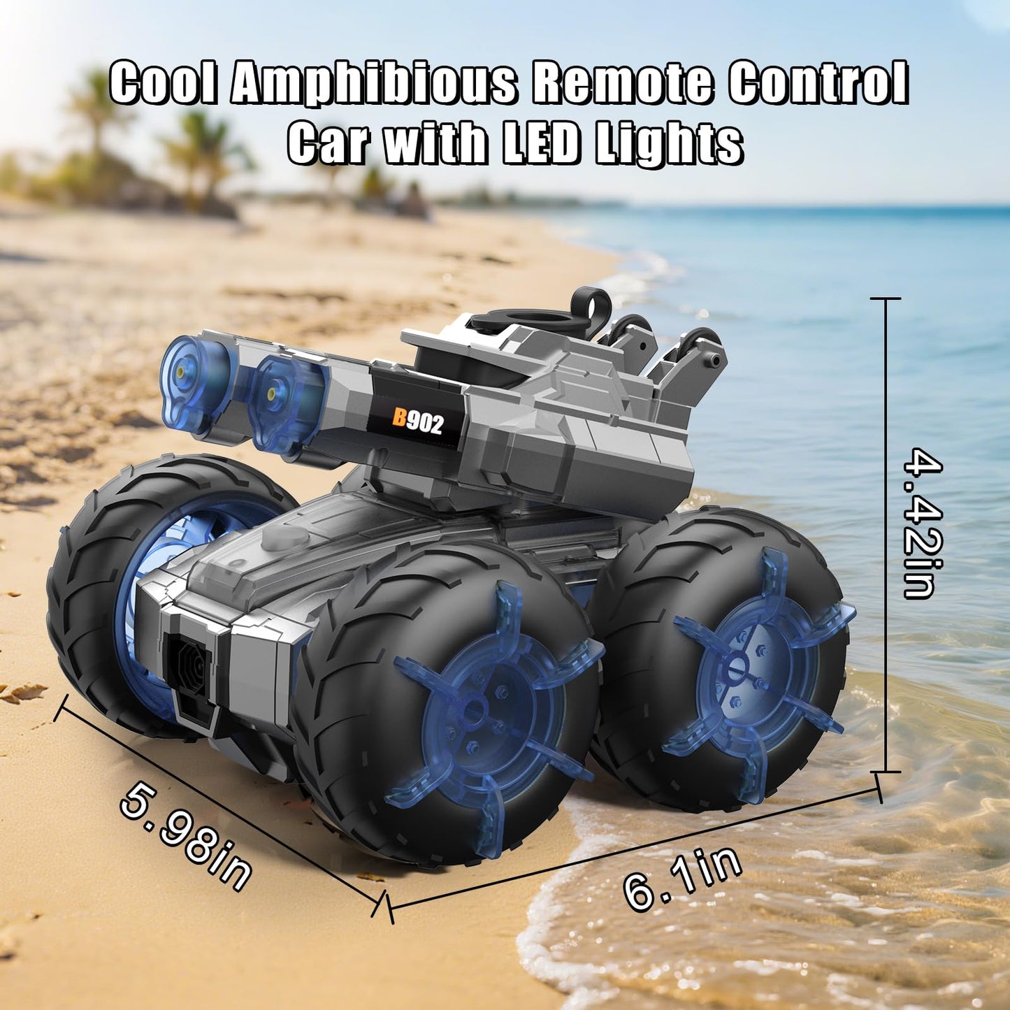 ZHYLLO 3-in-1 Remote Control Car RC Boat & Water Gun Amphibious Remote Control Car 4WD All-Terrain RC Cars Gesture Sensing Rc Stunt Car RC Trucks Toys Birthday Gifts for 8 9 10 11 12 Year Old Boys