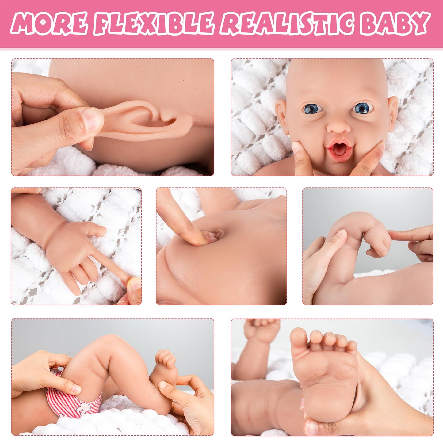 IVITA 18 inch Silicone Baby Dolls Girl Weighted 7 lb,[NOT Vinyl],Silicone Full Body Reborn Realistic Real Life Lifelike Newborn Soft Babies with Complete Accessories & Gift Box for Kids Age 3+