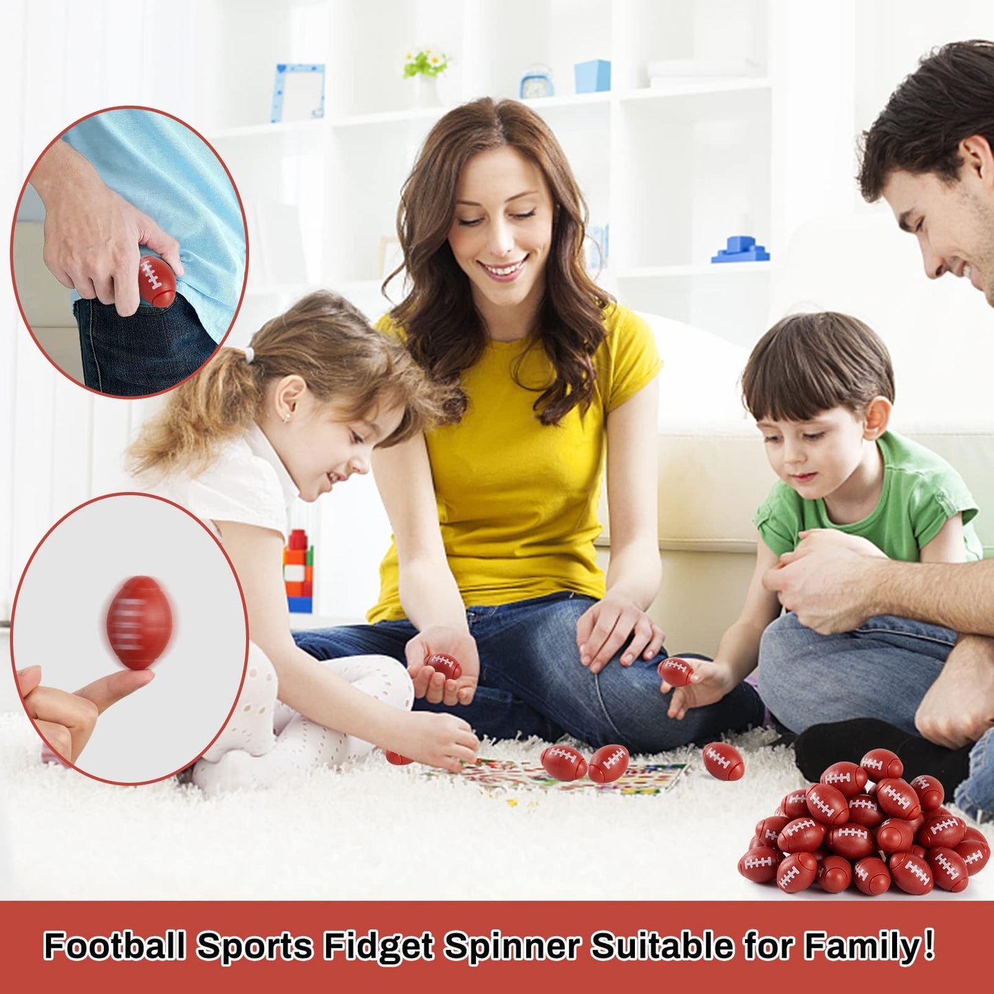 SCIONE 36 Pack Football Fidget Spinner Football Party Favors for Kids 4-8 8-12 Goodie Bag Stuffers Treasure Box Toys for Classroom Prizes Sports