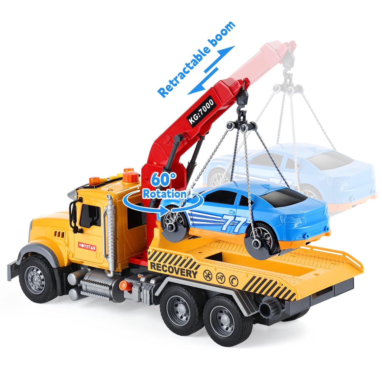 SASBSC Toy Trucks Big Tow Truck Toys for 3+ Year Old Boys with Sound and Light Friction Power Trucks Birthday Gifts for Kids Ages 3-8
