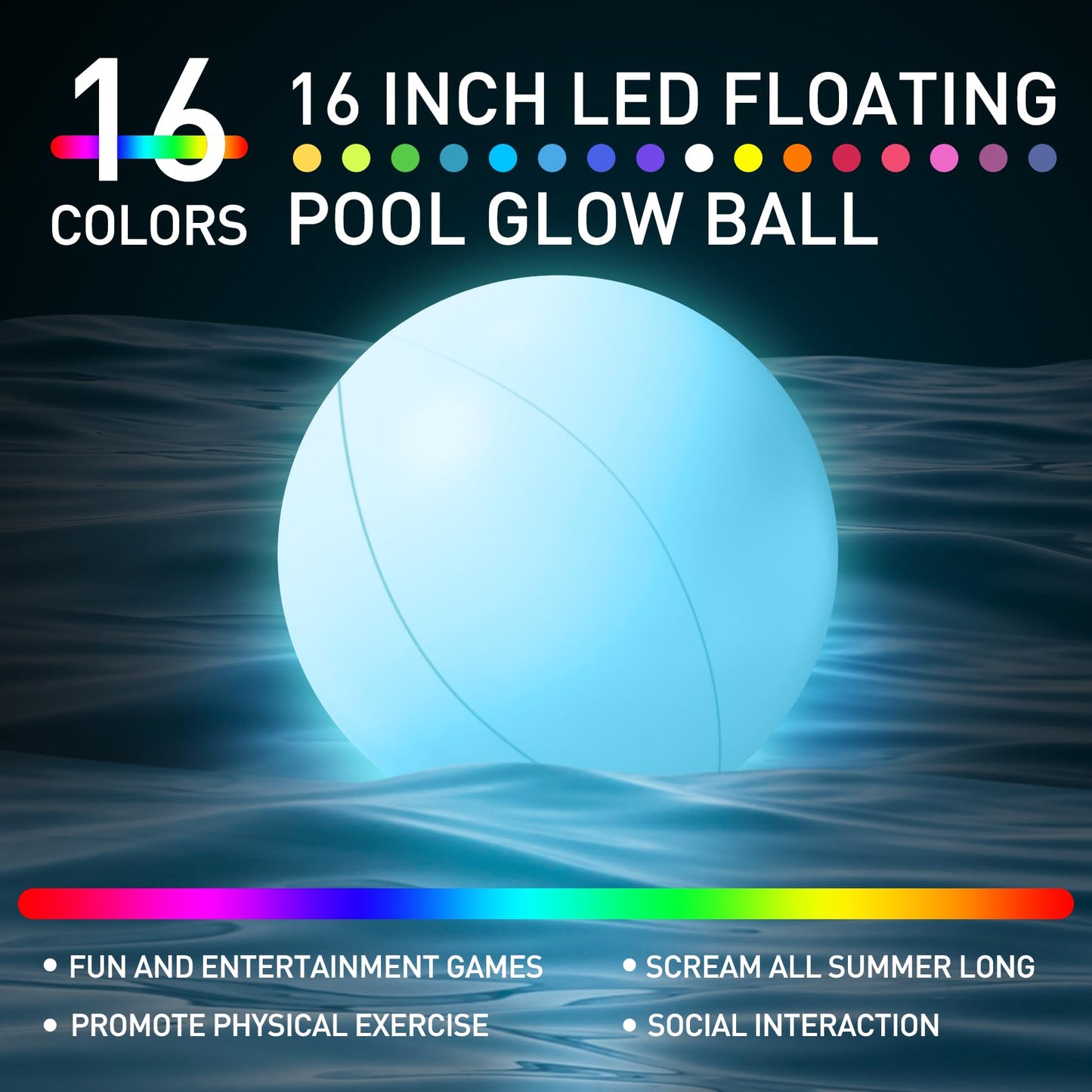 Pool Toys 16 Inch 5 Pack- 16 Lighting and 4 Modes LED Beach Ball with Remote Control,Suitable for Pool Games Night Summer Pool Party,Outdoor Everybody Family Games