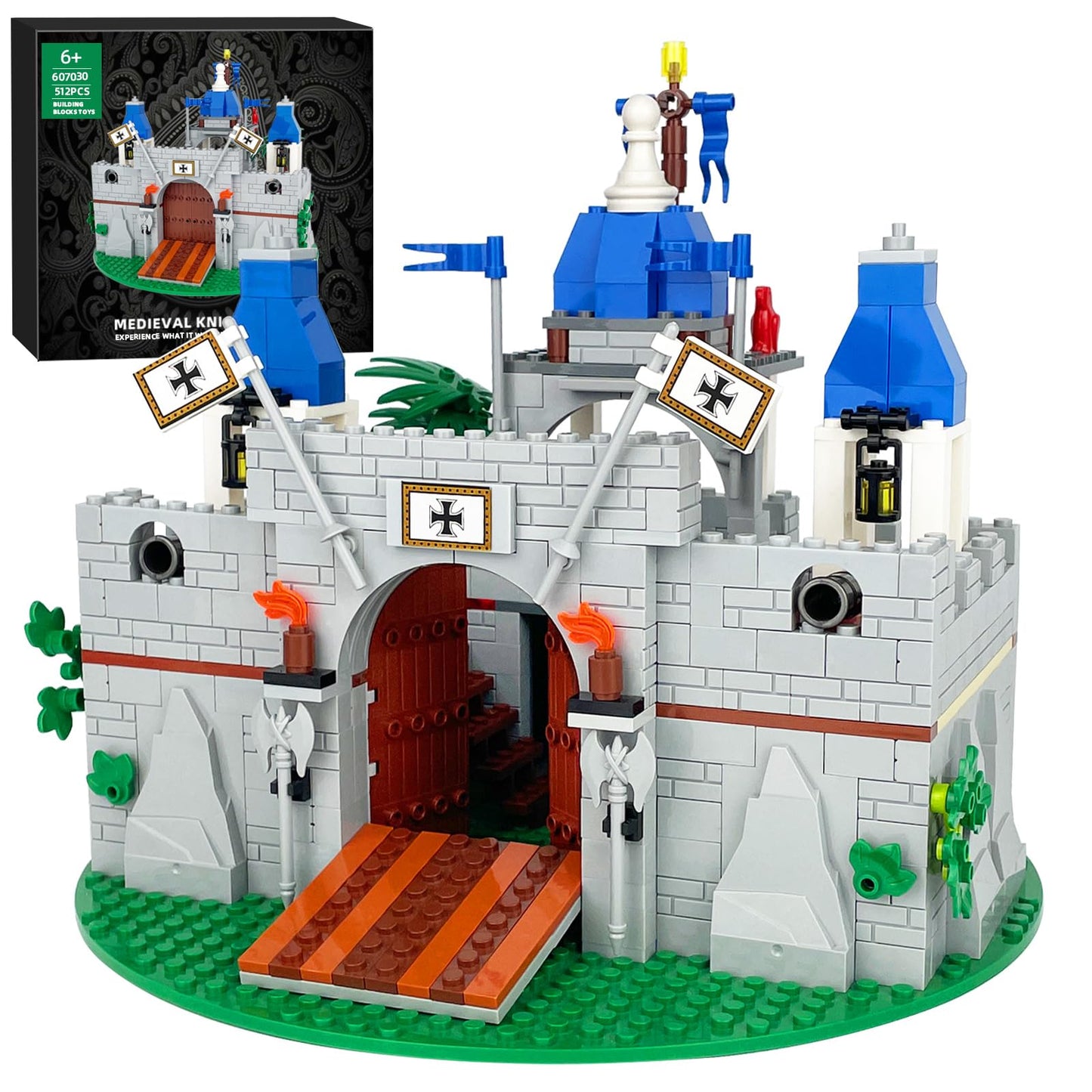 Piegricdiat Medieval Knight Castle Building Blocks Set – Comes with 12 Knights Figures , Compatible with Lego Medieval Town Square House Toys , for Adults & Children Ages 6+