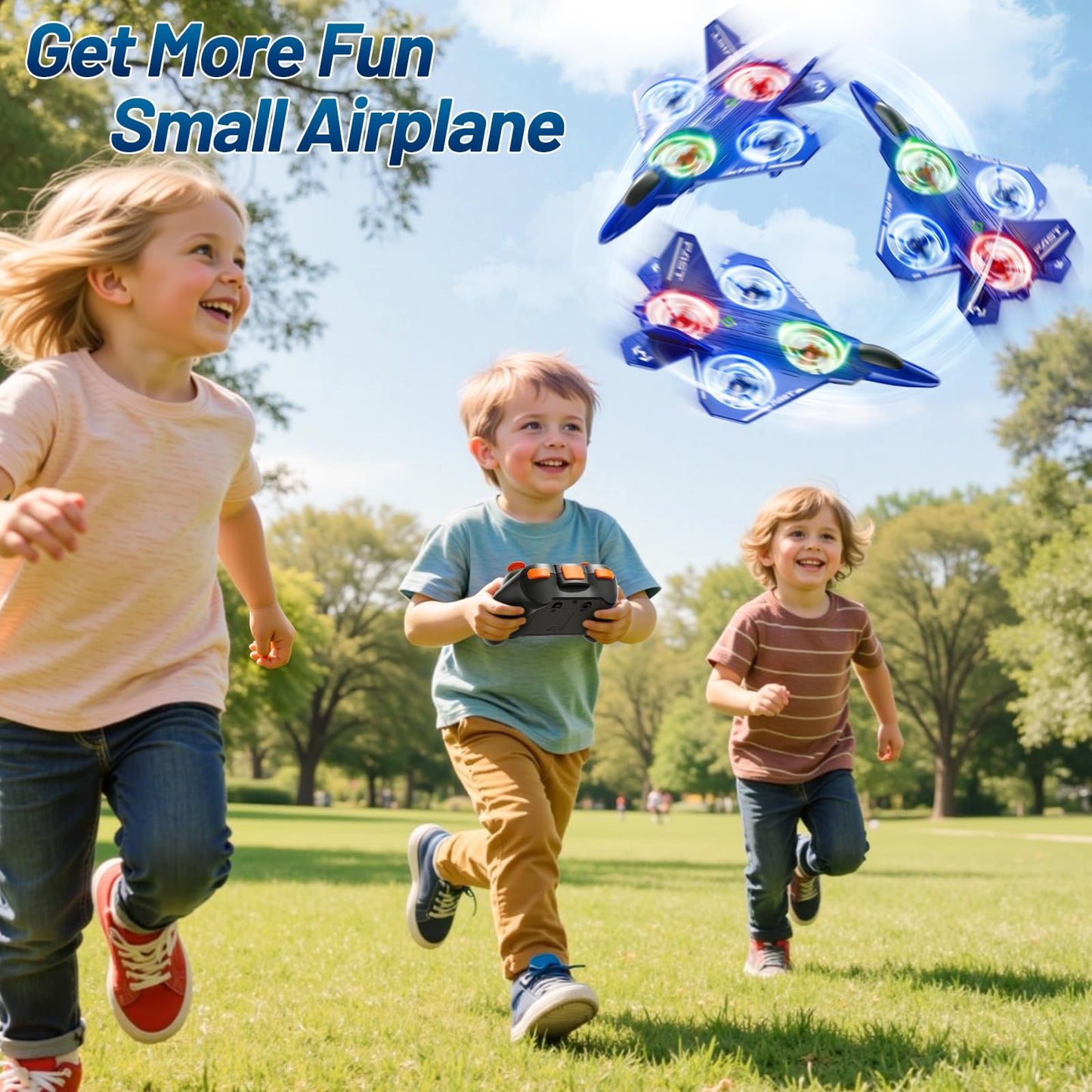 KIZONLY Remote Control Airplane for Kids, RC Airplane for Kids Adults, Indoor Outdoor Airplane with Speed Adjustment, One-Buttom Tricks, Surround etc, Birthday Airplane Gift Toys for Boys Girls Adults