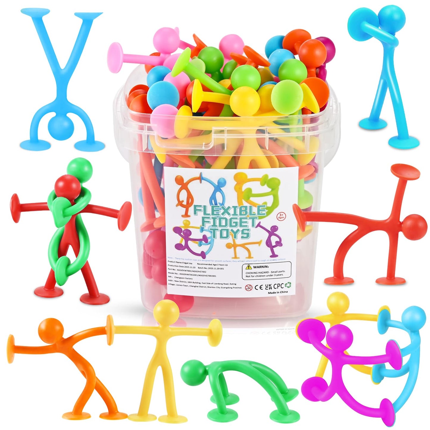 GOLDGE 35 Pack Suction Cup Sensory Toys, Silicone Suction Fidget Toys for Kids with Autism, Bulk Travel Toys for Calming Down, Stress Relief, Party Favors, Stocking Stuffers, Prizes for Boys & Girls