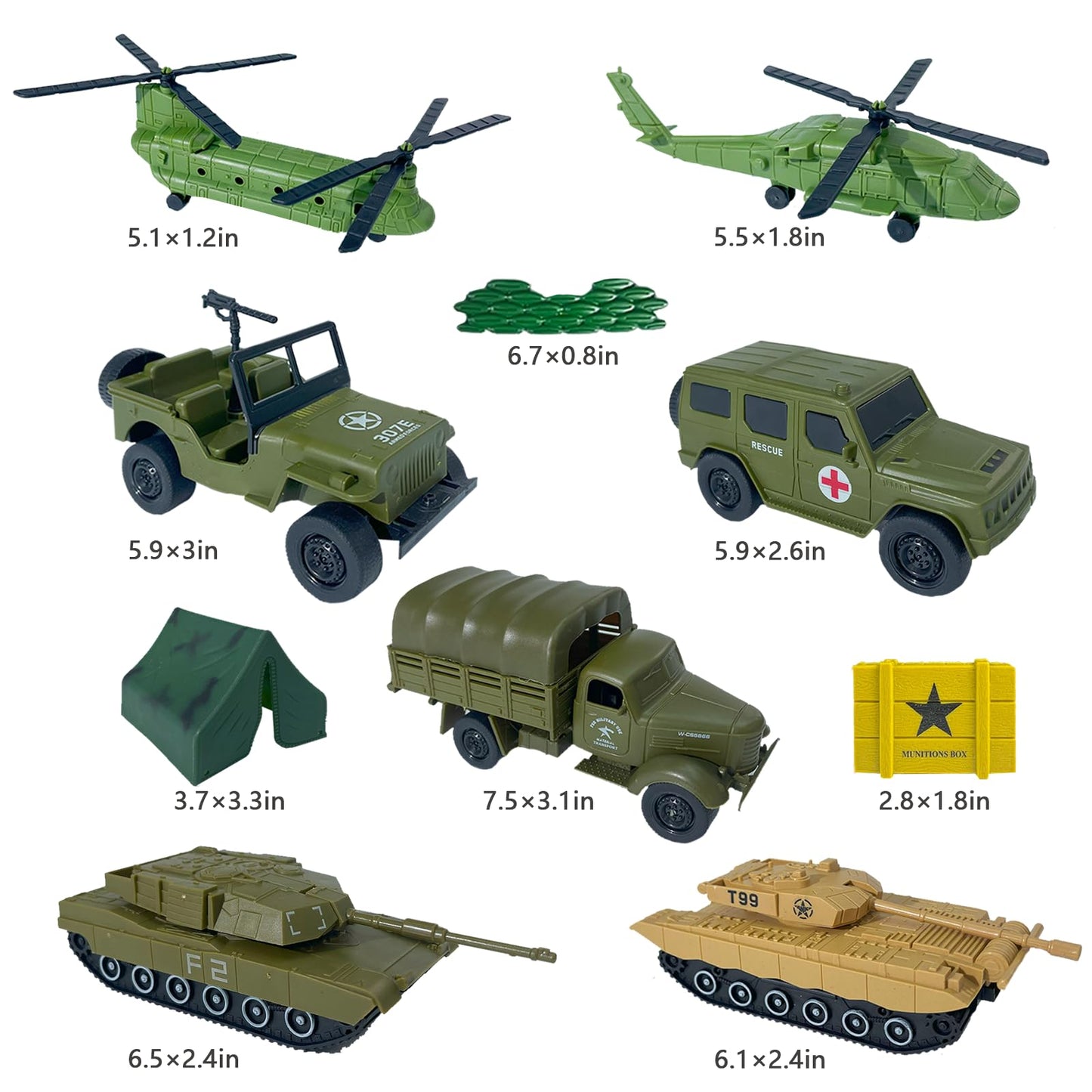 TALGIC Army Men Toys Large Battle Playset-Set Includes Army Men Action Figures, Military Battle Mat, Tanks, Helicopters, Jeep, Ambulance, Trucks, Cannon, Tents (120 PCS)