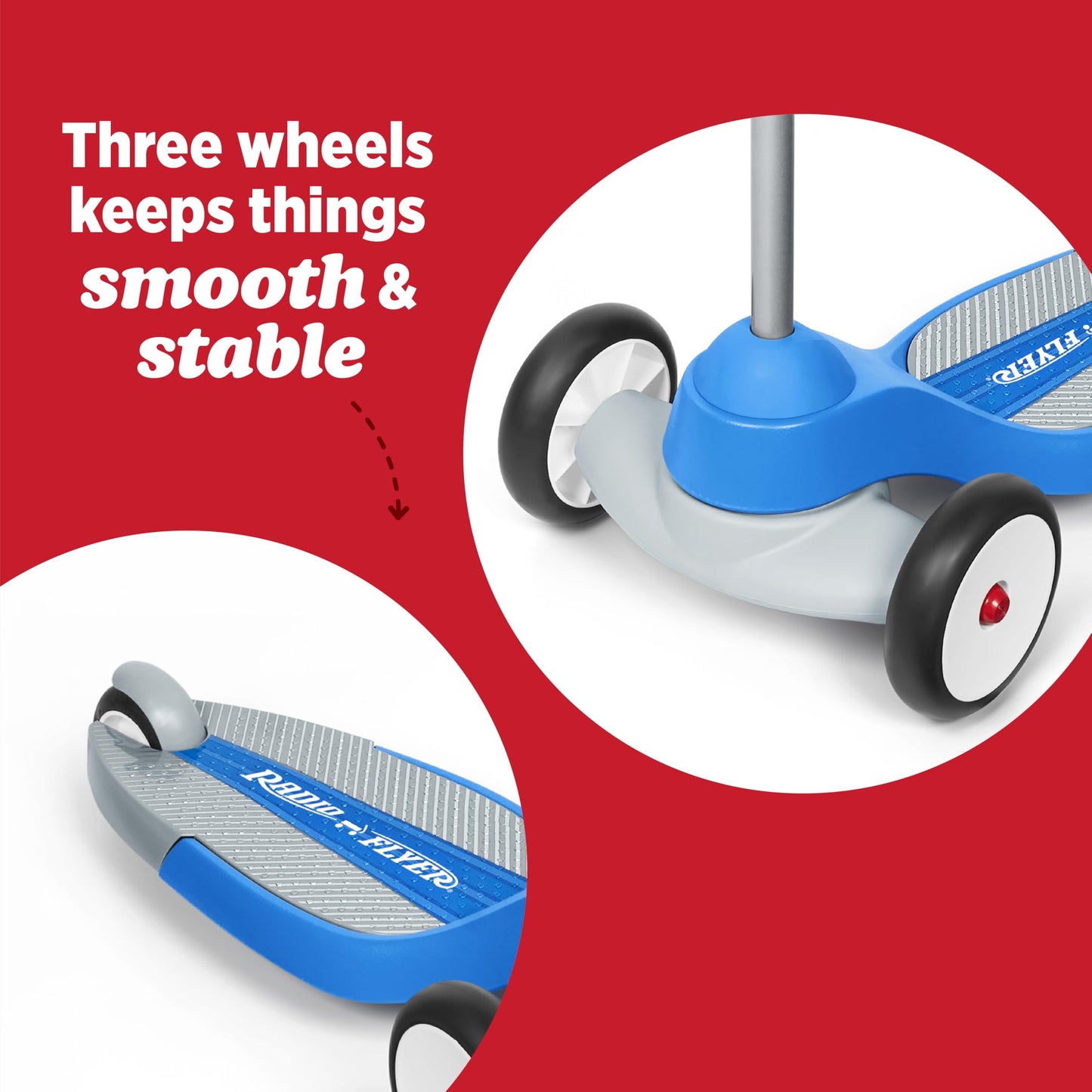 Radio Flyer My 1st Scooter, Blue, for Kids 2-5 Years Old, Extra Wide Base for Balance, 2 Front Wheels for Added Stability, Easy to Use Foot Brake, 3 Wheel Scooter for Kids (Amazon Exclusive)