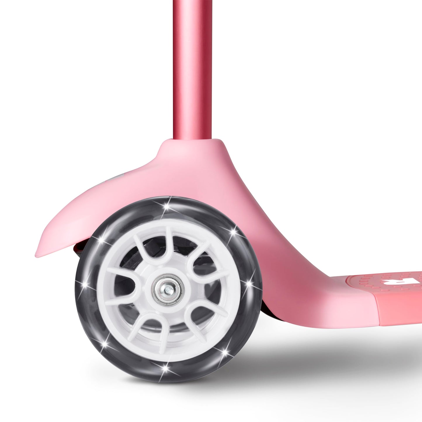 Radio Flyer Glider Jr. Scooter with Light Up Wheels, Pink, for Kids 2-5 Years Old, Lean-to-Steer, Adjustable Handlebar, Rear Foot Brake, Smooth Bearings, Comfort Grips, 3 Wheel Scooter for Kids