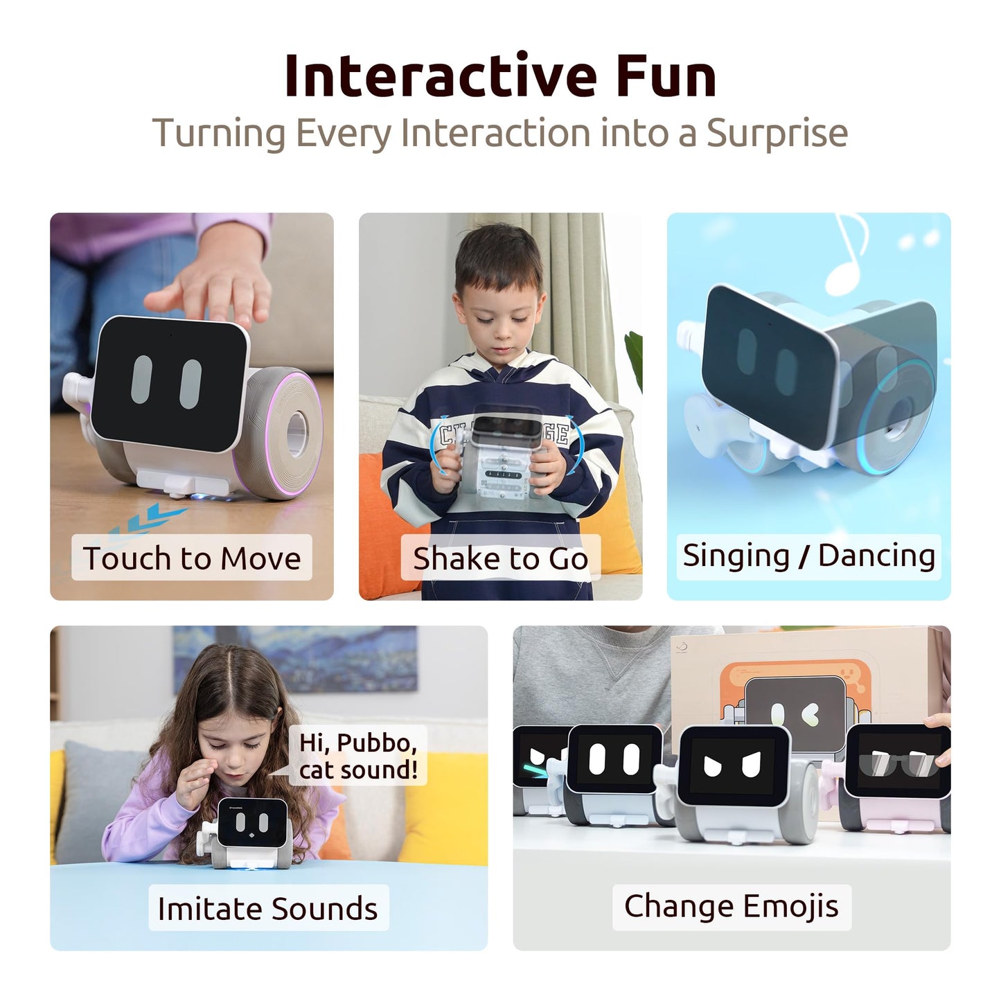 WhalesBot Pubbo Air Smart Interactive Robot for Kids, Voice/Touch/APP/Remote Control, Modular/Scratch Coding, Companion Robotic with Sensors, STEM Educational Toy for Boys Girls 4 5 6 7 8 9 10