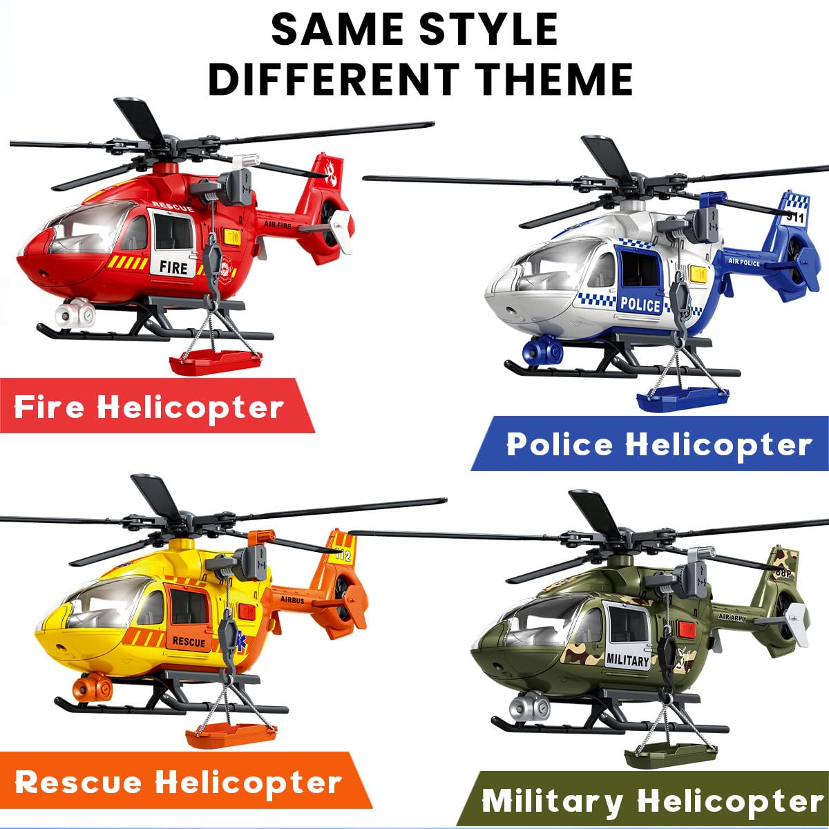 CSDCSD Rescue Transport Helicopters Kids Toys,Helicopters Toy with Crane and Transport Racks,Gifts for Age 3 4 5 6+ Years Old Boys Girls