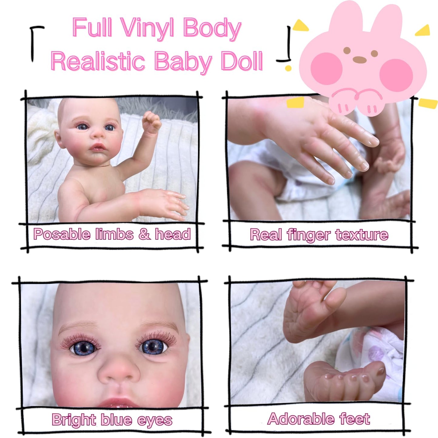 MRB Realistic Baby Dolls Girl, 18 Inch Full Vinyl Reborn Baby Doll with Posable Limbs, Lifelike Real Life Baby Dolls Newborn Washable, with Accessories for 3+ Years Old Kids