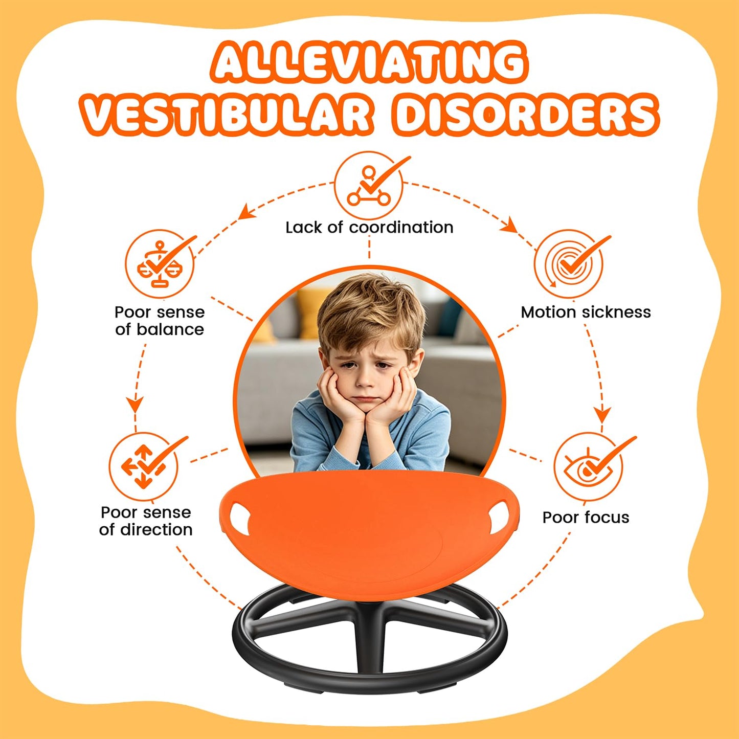 Tylunke Spinning Chair for Kids 360° Sensory Spinning Chair, Sensory Chair for Autistic & ADHD Kids, Kids Spinning Chair & Swivel Chair for Kids for Home Classroom Playroom