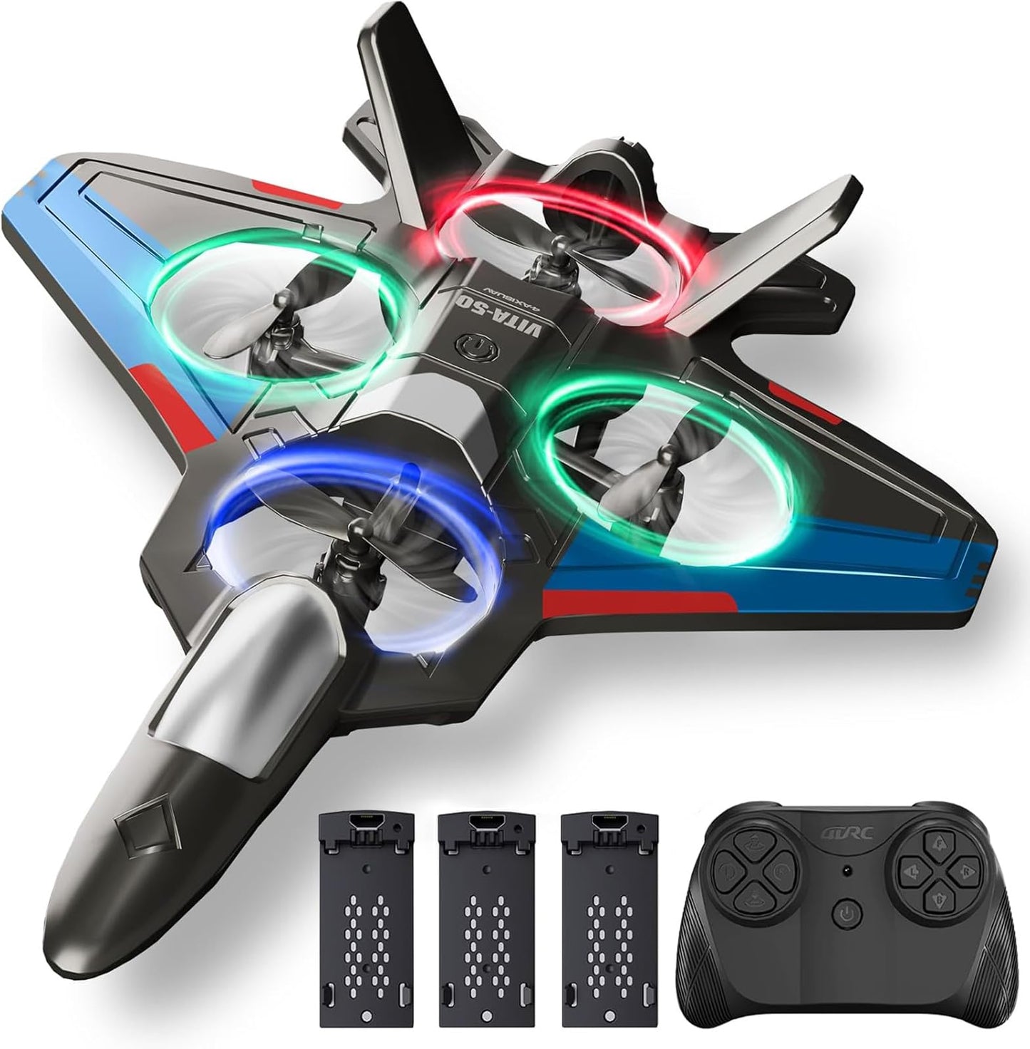 Tubokoro RC Planes with 3 Batteries for Kids Adults, Foam Remote Control Airplane Jet Helicopter Drone Toys for Kids Adults 8-12 12-16, Remote Control Plane Airplane Toys with Led Lights