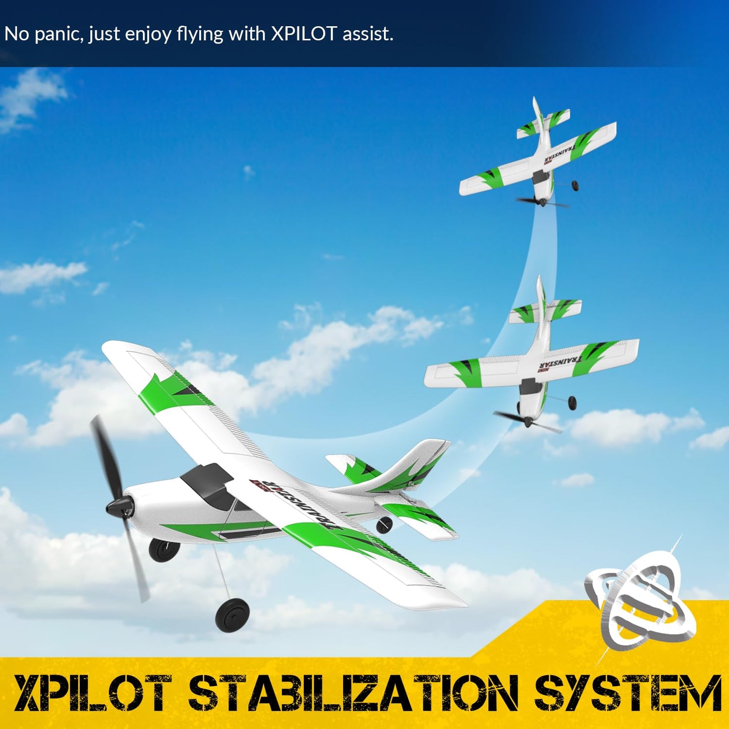 VOLANTEXRC RC Plane Trainer 3CH Remote Control Airplane with Prop Saver, 6-Axis Gyro Stabilizer & 3 Modes to Fly, Hobby Radio Controlled Aircraft RTF for Beginners, Adults (400mm,Green)