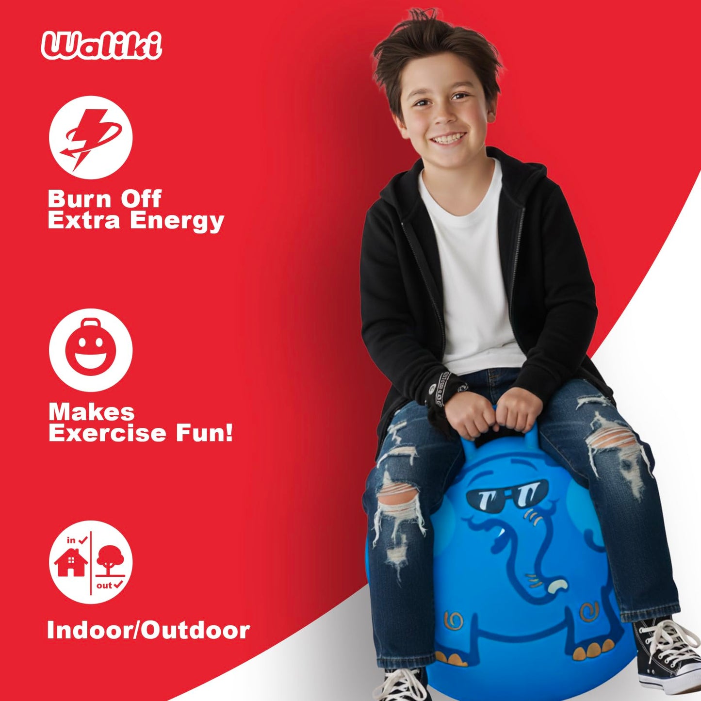 WALIKI Hopper Ball Toy for Boys and Girls Ages 7-9 | Hippity Hop Jumping Ball | Cool Birthday Gift | Blue | 20"