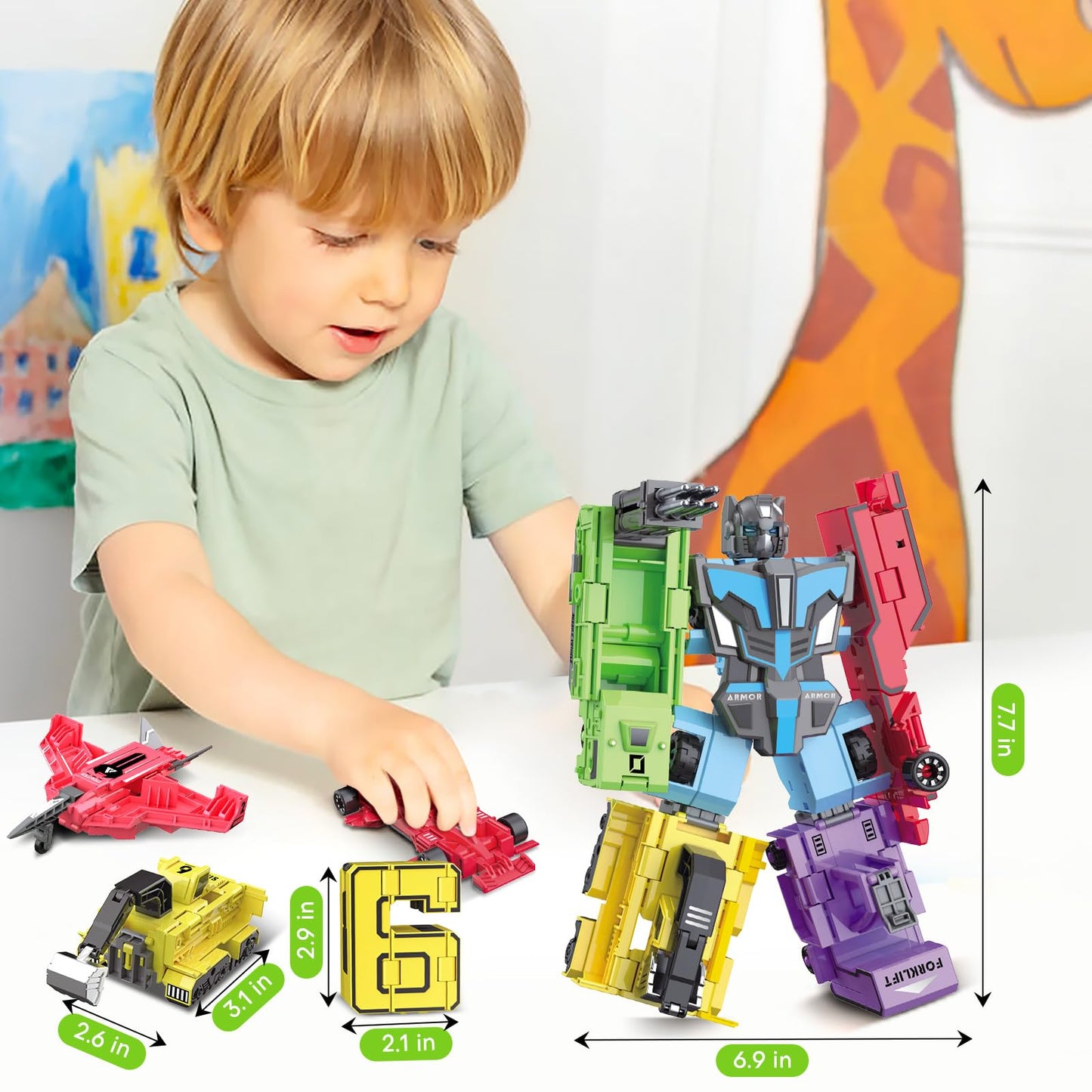 LESSETI Transforming Toys for Kids - Transformable Number Robots, Number Blocks for Learning & Play, Buildable Robot Set for Toddlers Ages 3-8, STEM Educational Toys for Boys & Girls Gifts