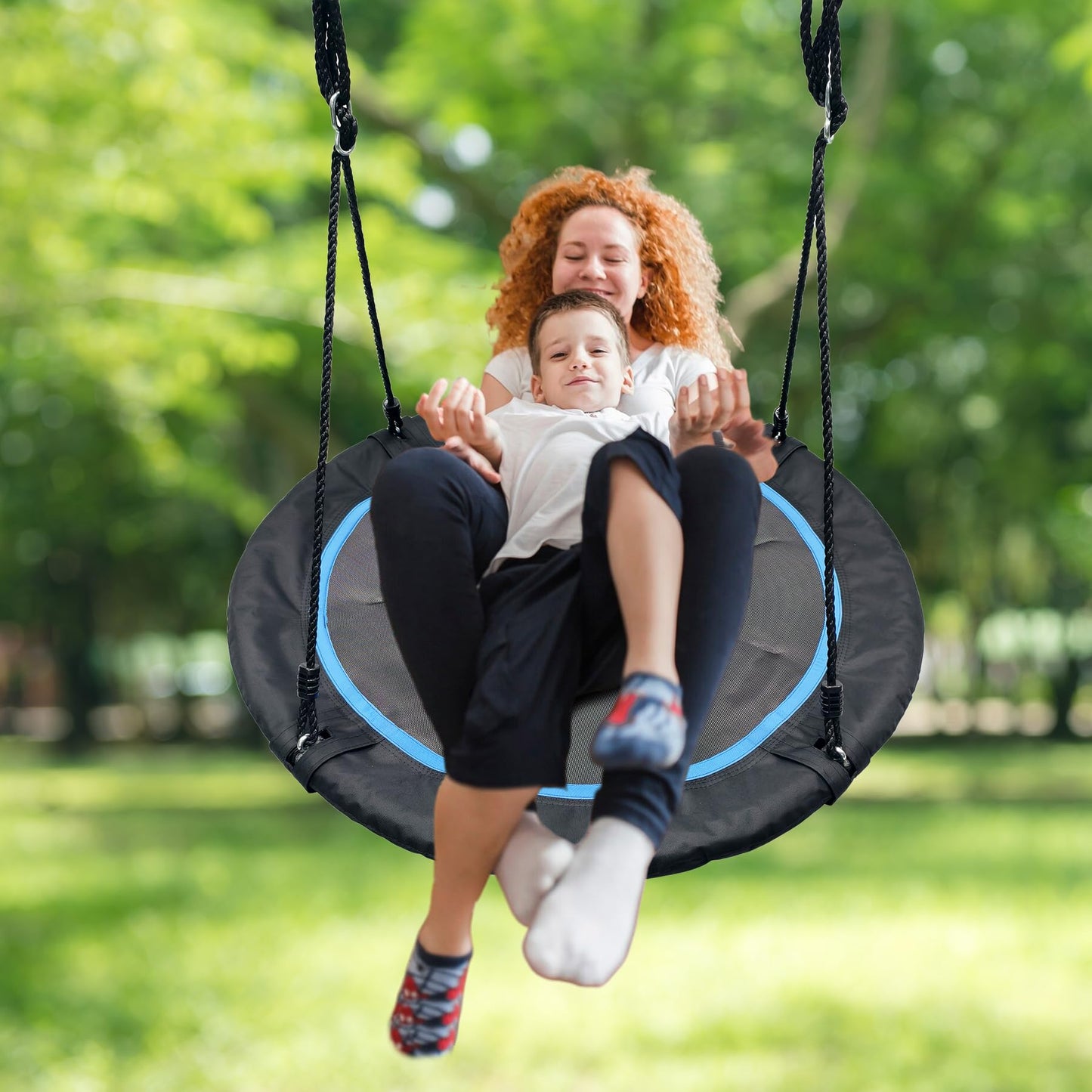 40 Inch Saucer Swing for Kids and Adults OutdoorFlying Tree Swing with Hanging Straps & 360° Swivel 900lbs Weight Capacity Durable Swing Seat for Children (40 Inch)