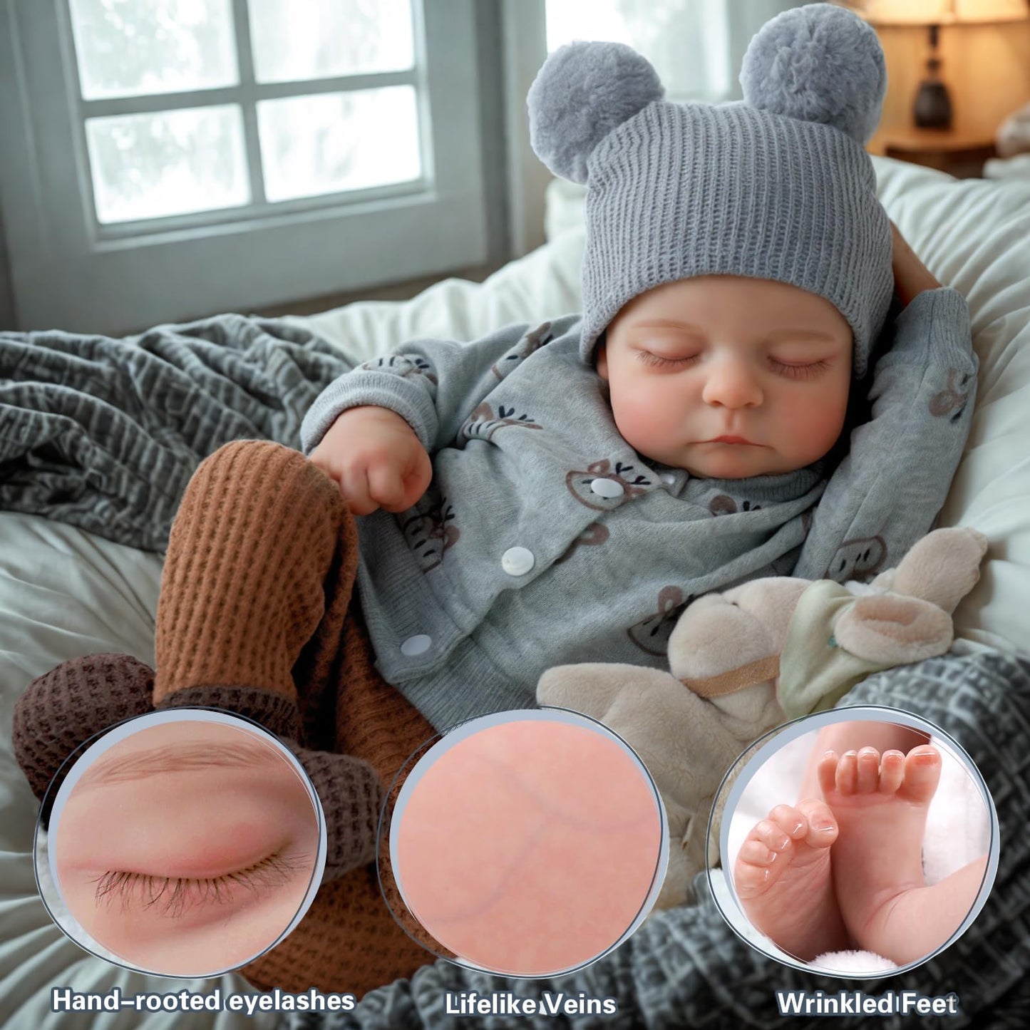 BABESIDE Realistic Reborn Baby Dolls Boy - Aiden(20 Inch) + Noah (17 Inch) Handmade Realistic Baby Doll Soft Body Realistic-Newborn Baby Doll with Toy & Gift Box for Kids Age 3 +