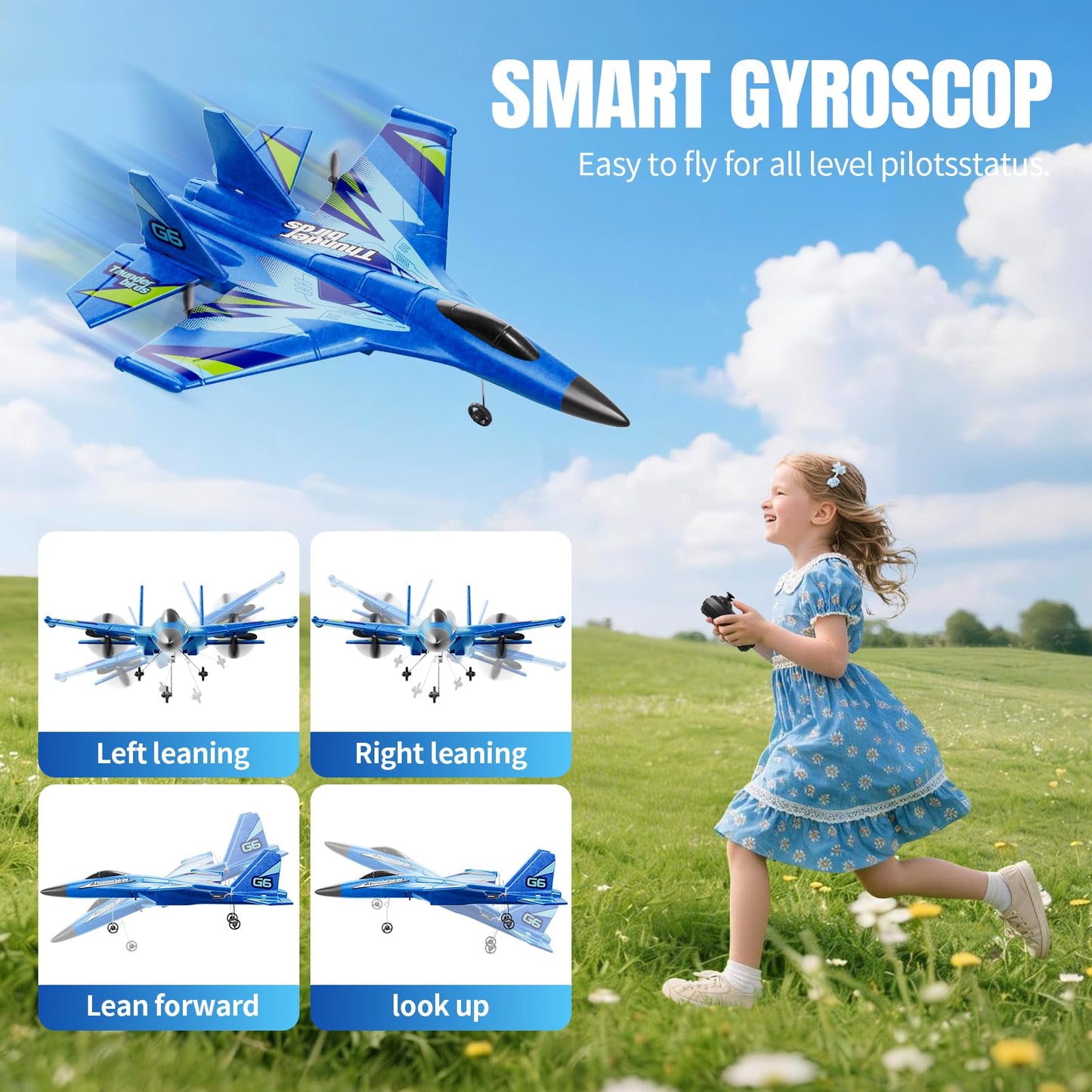 Foam RC Plane for Kids Adults Beginner, Remote Control Airplane RC Jet Helicopter Plane for Kids Adults, 2.4GHz Remote Control Fighter Toys with Gyro Stabilizer Easy to Fly Outdoor Toy for Kids Boys