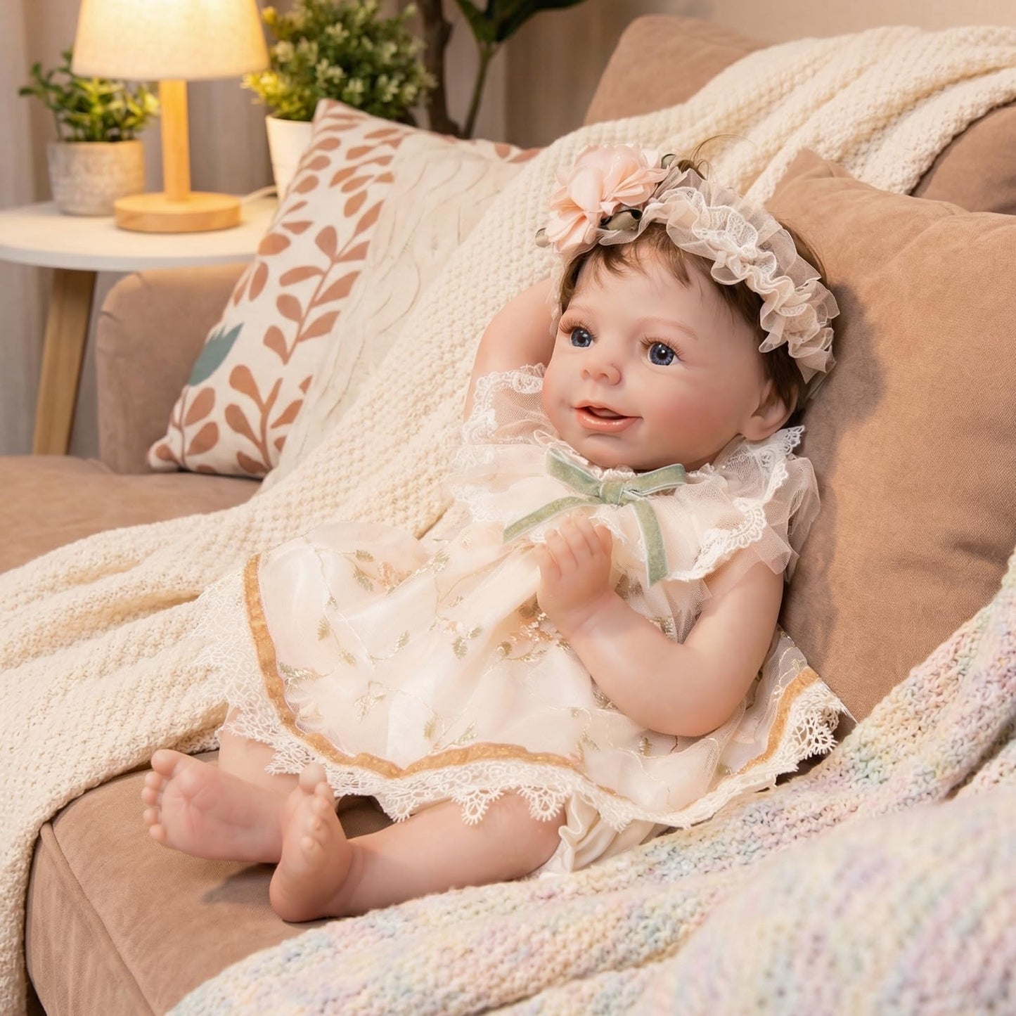 Vvioxiu Lifelike Reborn Baby Dolls, 20 inch Realistic Cute Soft Vinyl Realistic Newborn Baby Doll Poseable Real Life Baby Dolls with Accessories for 3+ Years Old Gifts