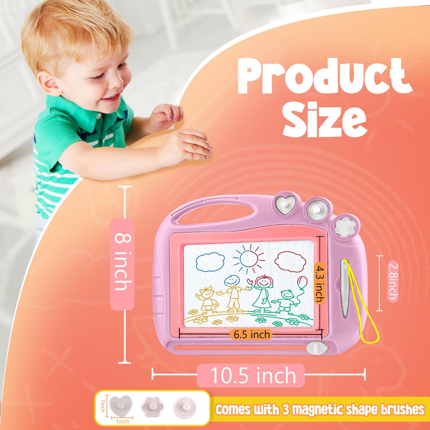 Daisiki Magnetic Drawing Board, Toddler Toys for Age 1 2 3 Boys Girls, Toddler Drawing Board, Birthday Easter Christmas Halloween Kids Toy Gifts for Boys and Girls