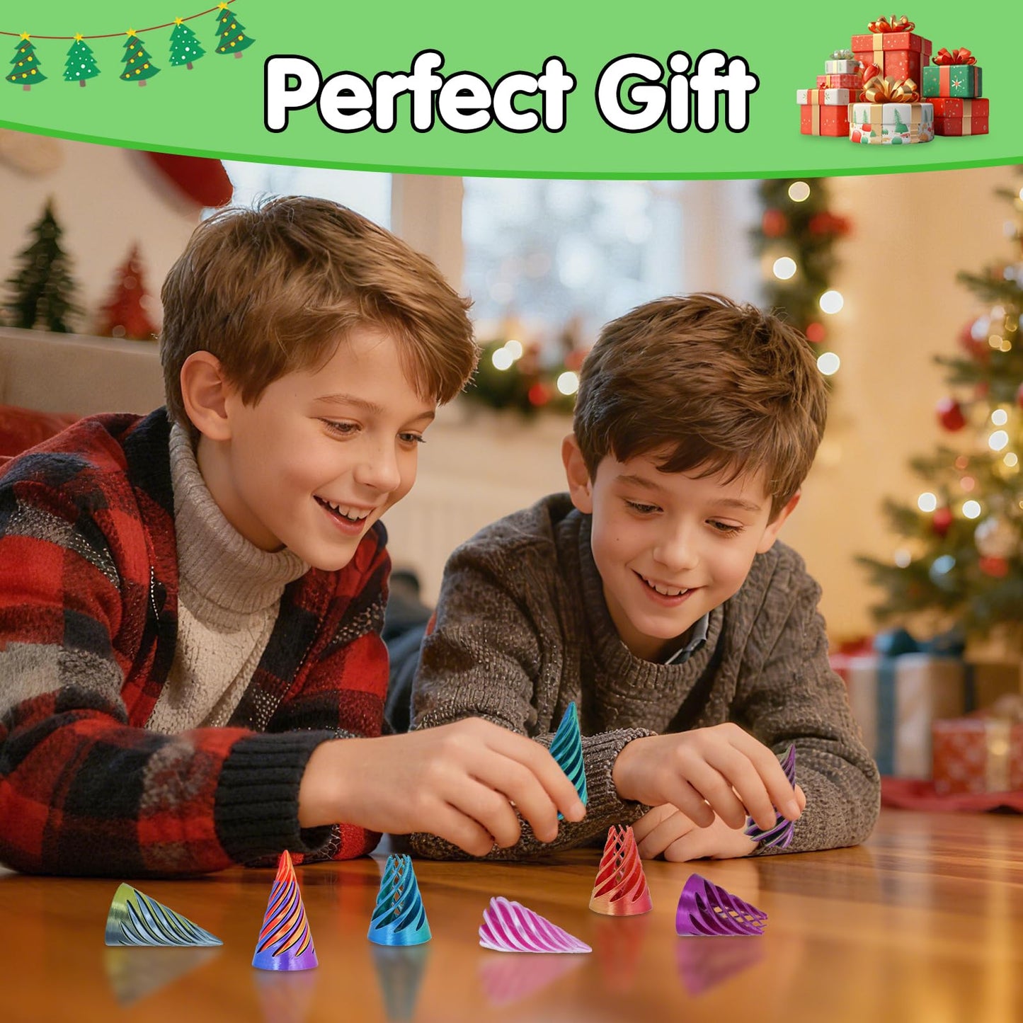 12Pcs Mini Spiral Cone Pyramid Fidget Toy, 3D Printed Impossible Cone Passthrough, Mini Vortex Thread Illusion Desk Deco, Anxiety & Stress Relief, Gift for Adults & Kids (Cone-12 PCS)