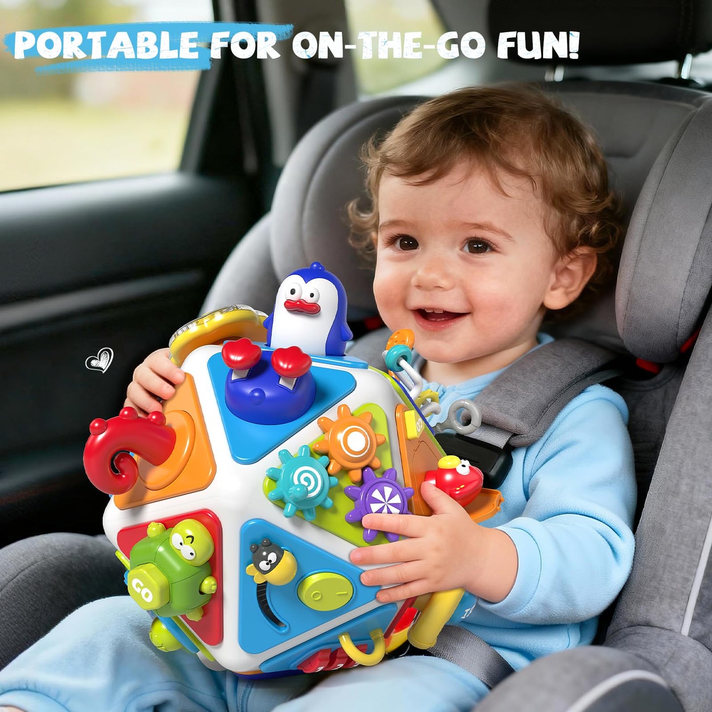 MEWOCHEE 20-in-1 Toddler Busy Board Cube Toys, Early Educational Montessori Sensory Toy for Toddler 1-3, Montessori Toys for 1 2 Year Old Boys Girls Kids, Travel Toy Gifts for 1 2 Year Old Boy Girl
