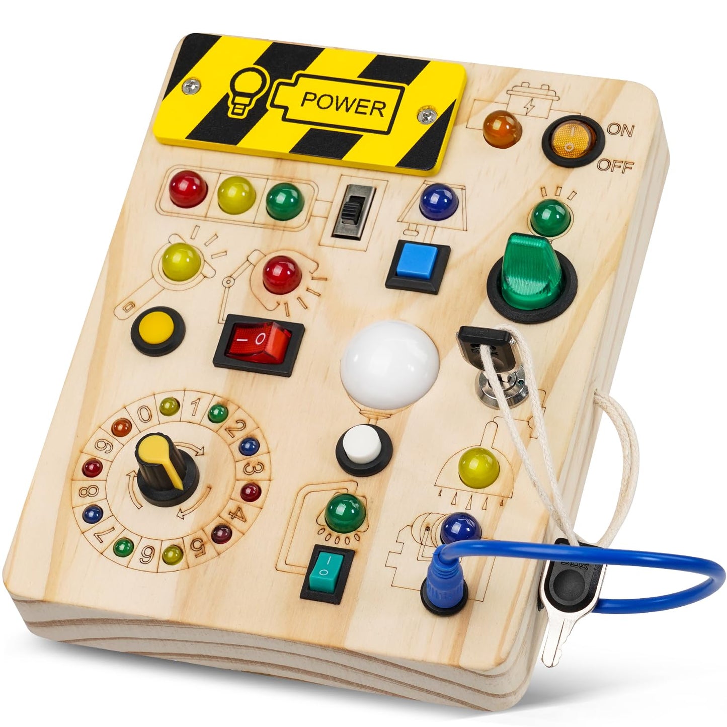 Montessori Busy Board with Traffic Lights - Sensory Toys for 1 2 3 4 Year Olds, Wooden Travel Toy for Toddlers, Educational Learning Activity Gift for Boys & Girls