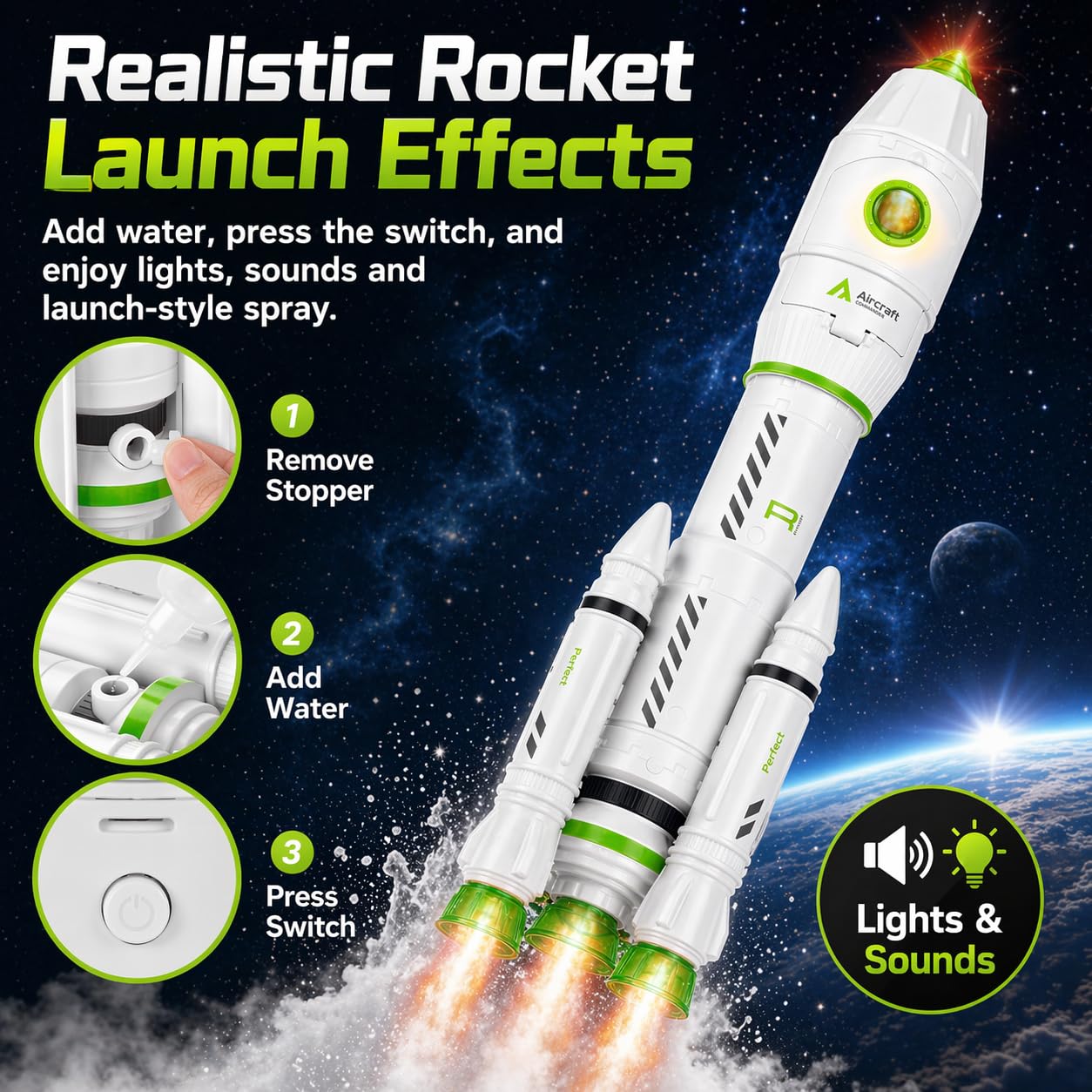 Wanonoo Rocket Space Toys for Kids 3-5 5-7 with Lights & Sound, Educational Astronaut Toys for 3 4 5 6 7 8 Year Old Boy Birthday Gift, Interactive Toddler Boys Toys 4-6 3-4 Science Outer Party Favors