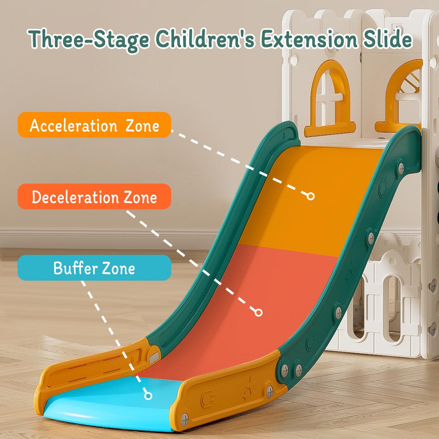 MOCUTEEN 6 in 1 Toddler Slide,Baby Playset for Indoor Outdoor Playground with Basketball Hoop,Storage and Telescope,Climbing Toys for Toddler Playground Playset