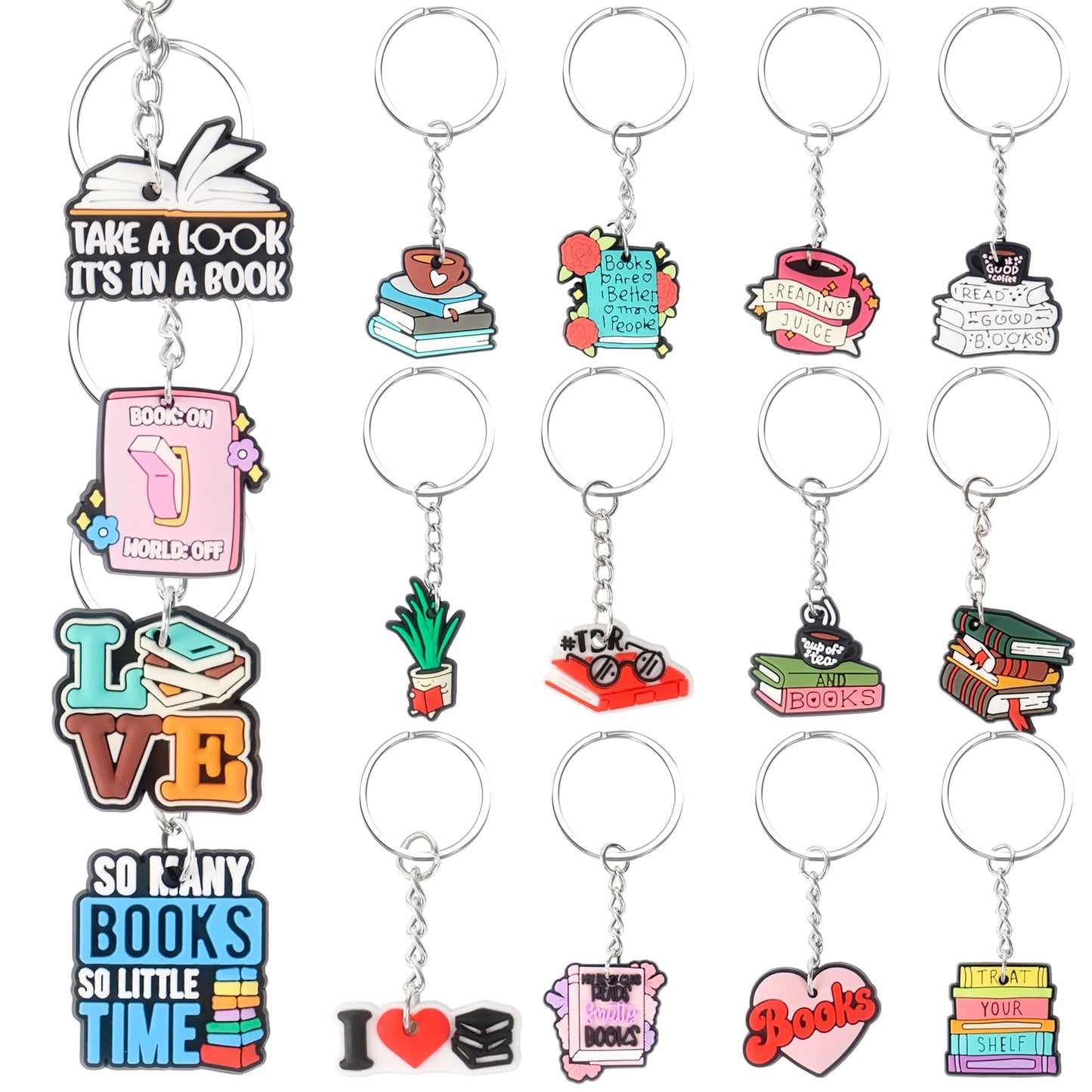 Tnoeuz 32PCS Book Keychain Book Lover Gifts Book Club Party Favors Bookish Keychain Bulk for Books Lovers Readers Librarian Book Club Gifts