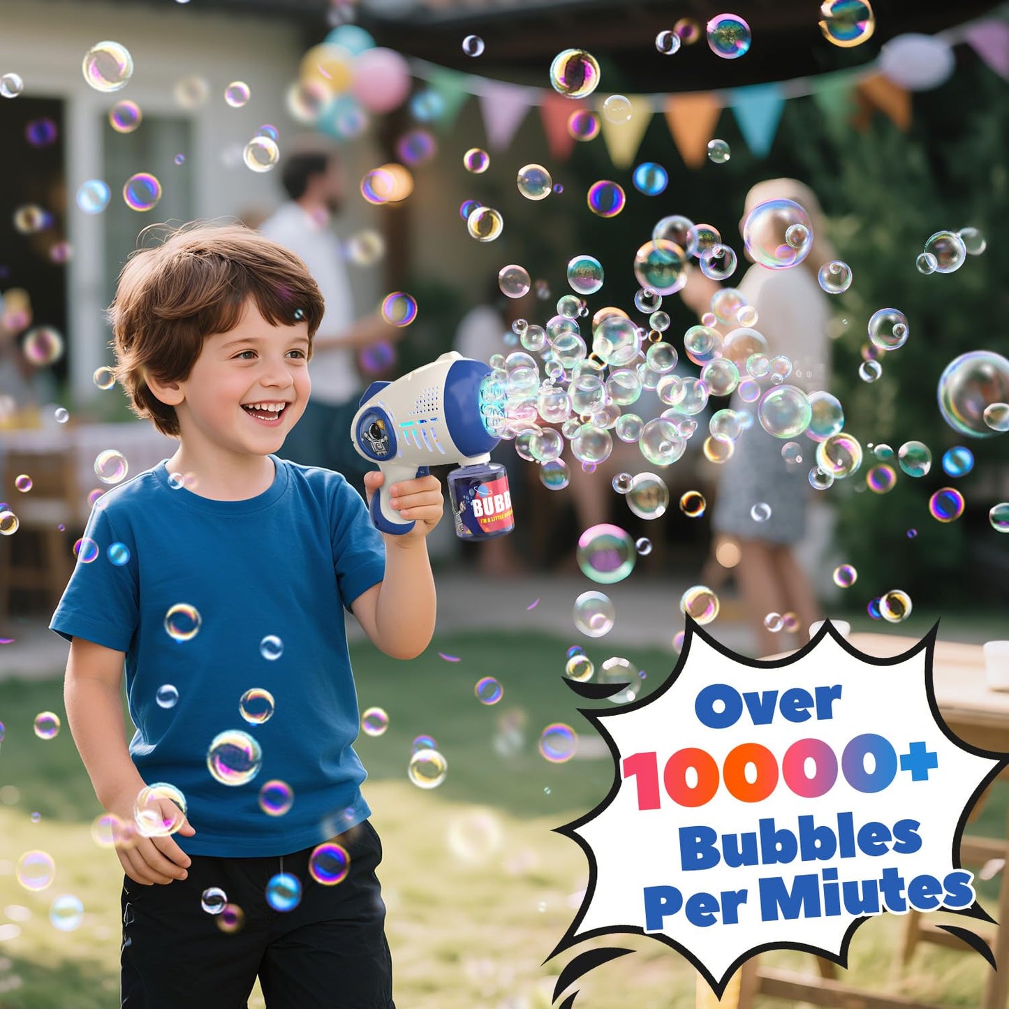 EagleStone Bubble Guns for Kids 4-8, 2 Pack Light-Up Automatic Bubble Gun Blasters with 4 Solution, Bubble Machine for Toddlers, Outdoor Summer Toy, Easter Gifts, Birthday Wedding Party Favors