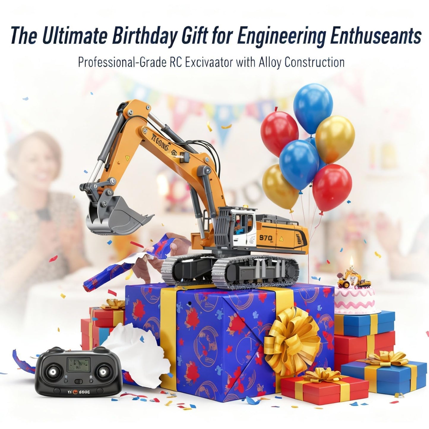 Munmel 1/50 Remote Control Excavator Metal Rc Construction Vehicles Digger Models Suitable for Adult Model Enthusiasts (Rc Excavator 970)