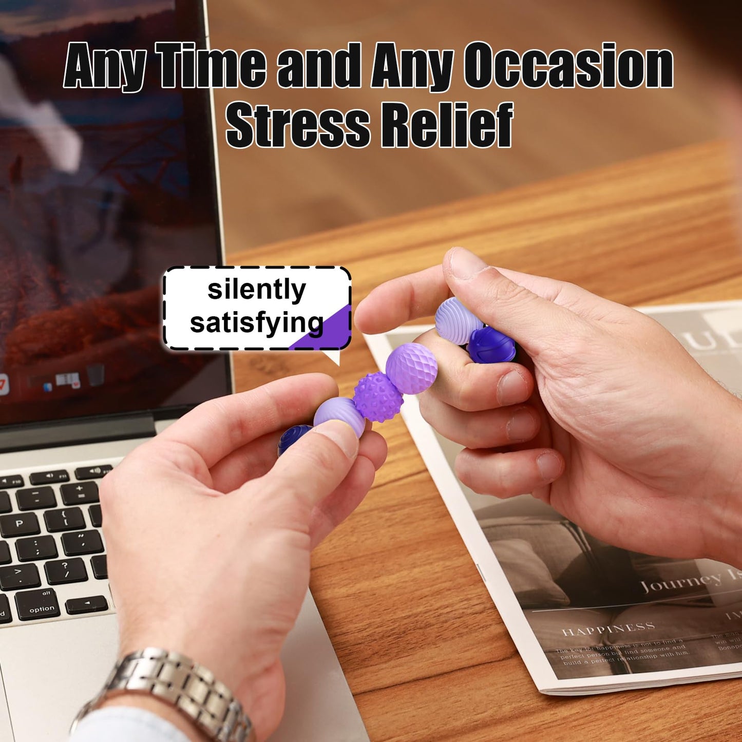 Silicone Magnetic Balls, Fidget Toys, 12-Pack Stress Relief Toys for Adults, Teens, Sensory Toy for Fingers Hands, Quiet Office Desk Toys with Textures, Magnet Fidget Fun Gift (2 Pack(Green+Purple))